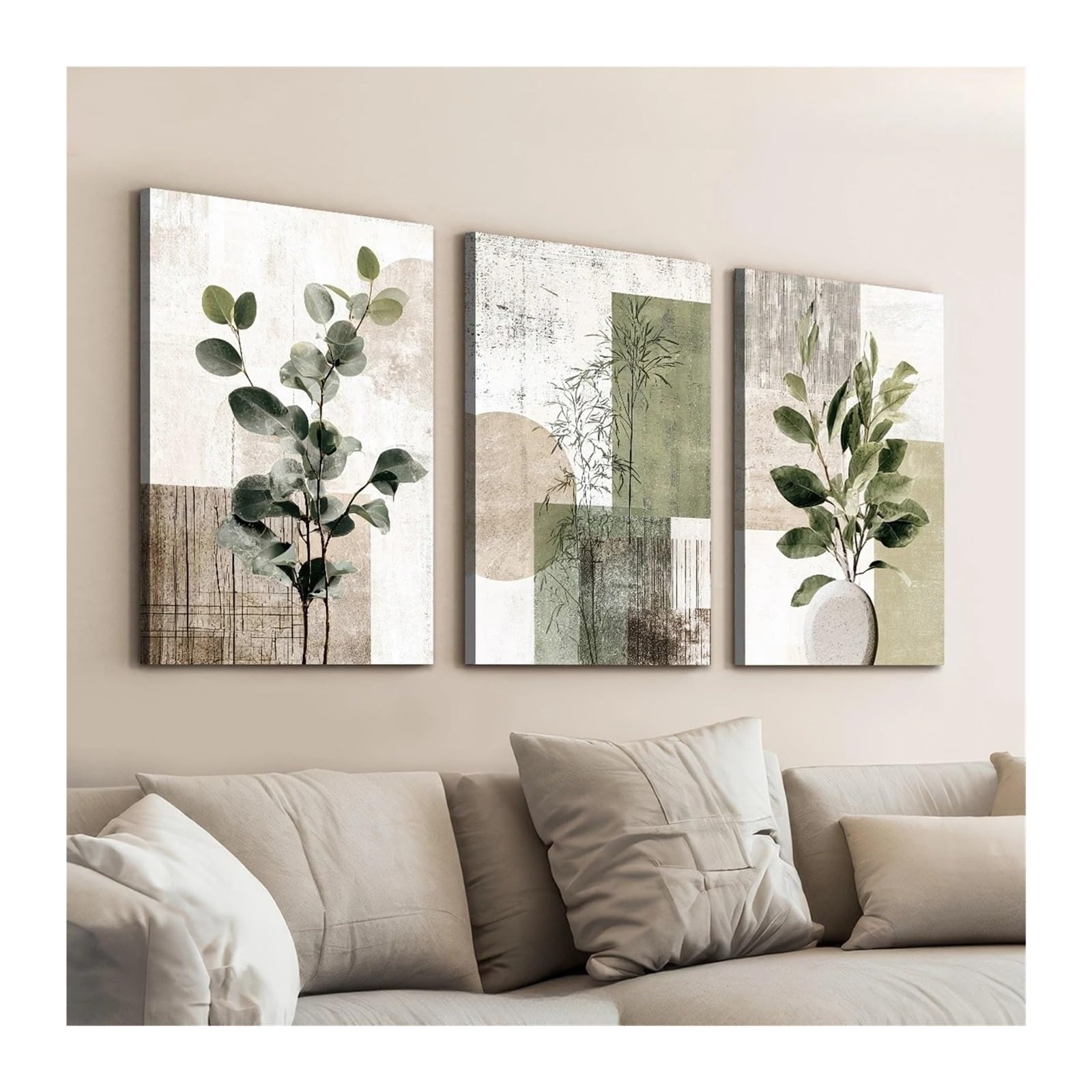 3 Szt. Abstrakcyjna Roślina Sztuka Obraz Na Płótnie Home Decor Geometria Dekoracja Ścienna Pokoju Drukuj Prezent Świąteczny