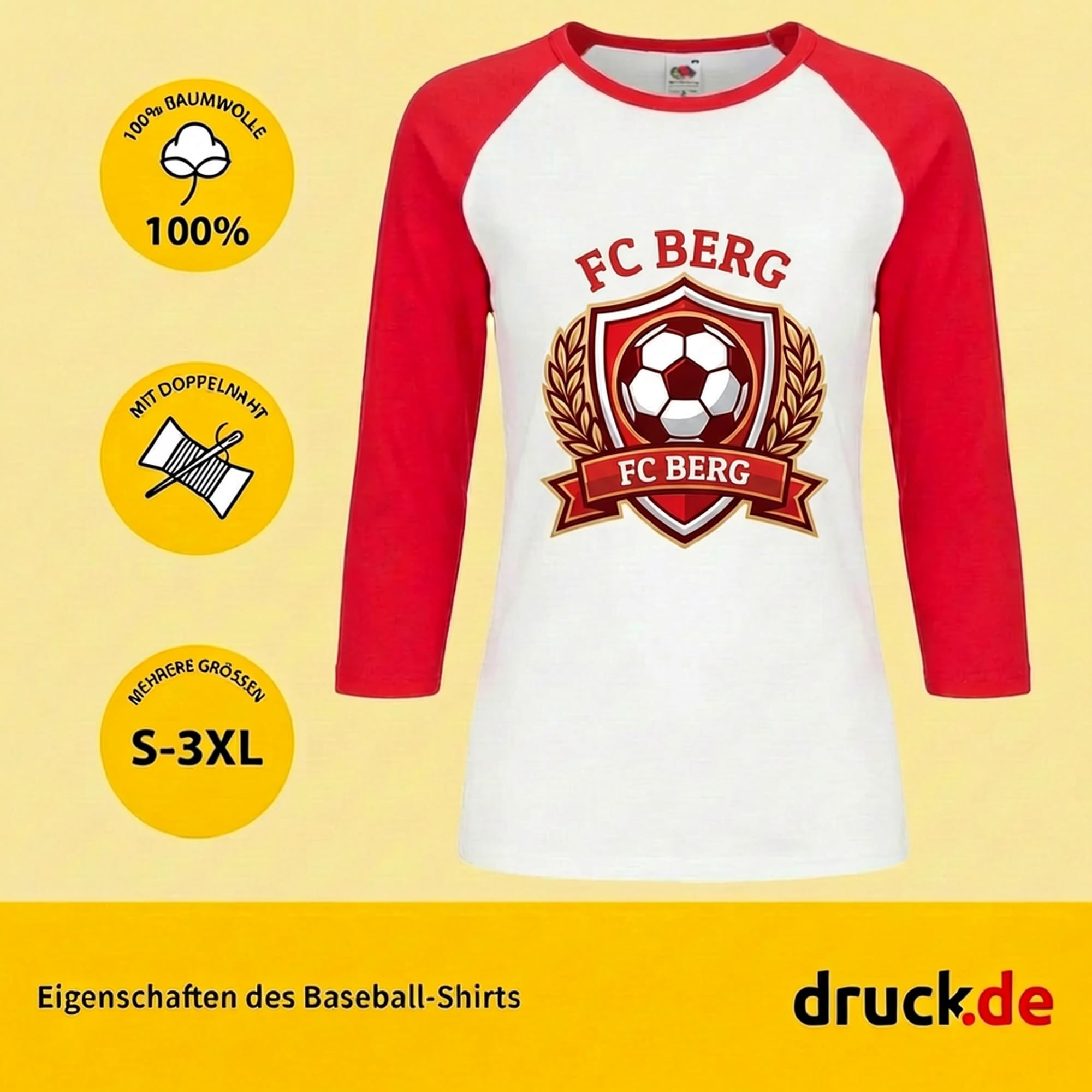 Baseball Langarm Shirt Damen Bedrucken - Foto und Text | Damen Baseball Langarm Shirt personalisieren und bedrucken lassen, mit Foto und Text selbst gestalten