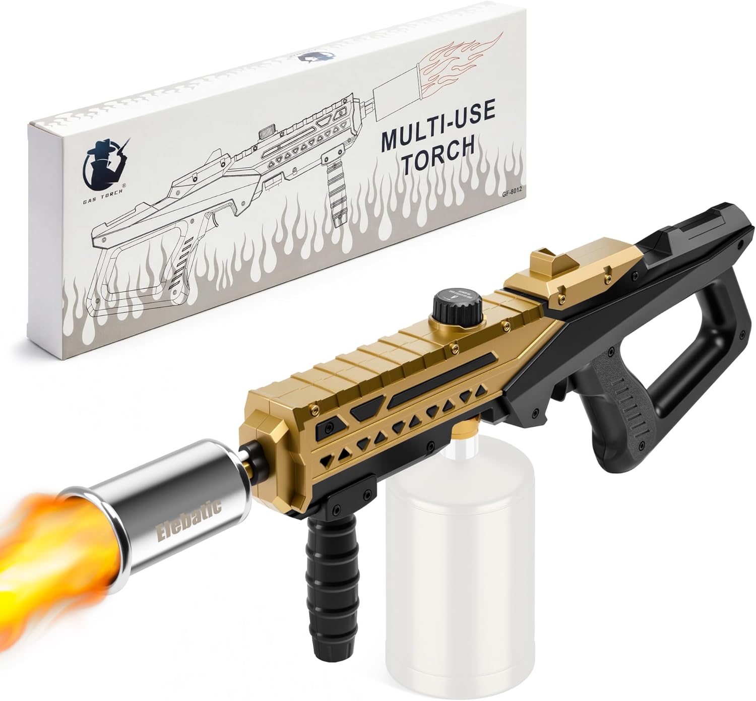 Powerful Propane Torch Gun with Adjustable Flame, Kitchen Blow Torch for Cooking, BBQ, Campfire, Flame Thrower Gun Propane Torch Weed Burner, DIY Welder and Grill Gun(Propane Tank Not Included)