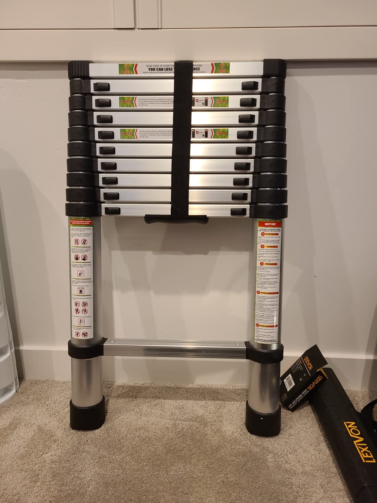 Échelle Télescopique Bm Tools 3.8m En Alu Avec Stabilisateur - Charge 150kg photo review