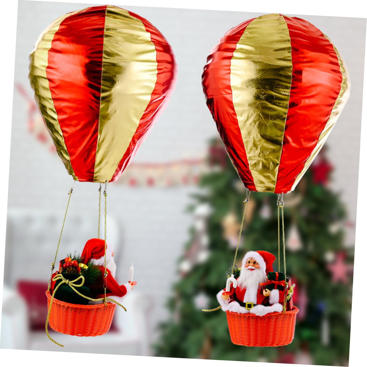 Santa Weihnachtsdeko Heißluftballon Ornament Hängende Deckendekoration aus Sicherem Material Farbenfrohes Weihnachtsfest Ornament für Hotel Kaufhaus und Zuhause