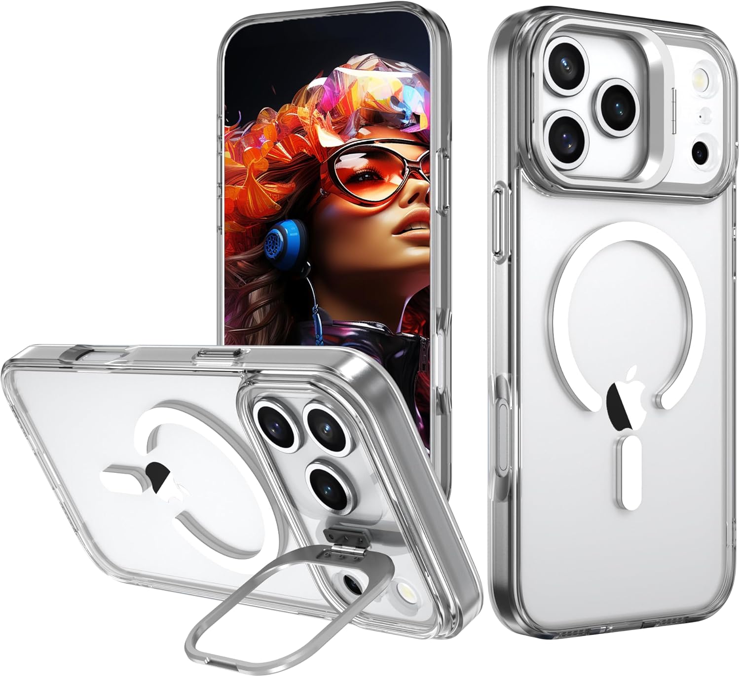 IDweel for iPhone 17 Pro Max Case with Built-in Camera Stash Stand, Compatible with MagSafe, Slim Fit & Lightweight, Magnetic Hard Back Soft Edge Anti-Yellow Sturdy Flexible Shockproof Cover,Clear IDweel for iPhone 17 Pro Max Case with Built-in Camera Stash Stand, Compatible with MagSafe, Slim Fit & Lightweight, Magnetic Hard Back Soft Edge Anti-Yellow Sturdy Flexible Shockproof Cover,Clear