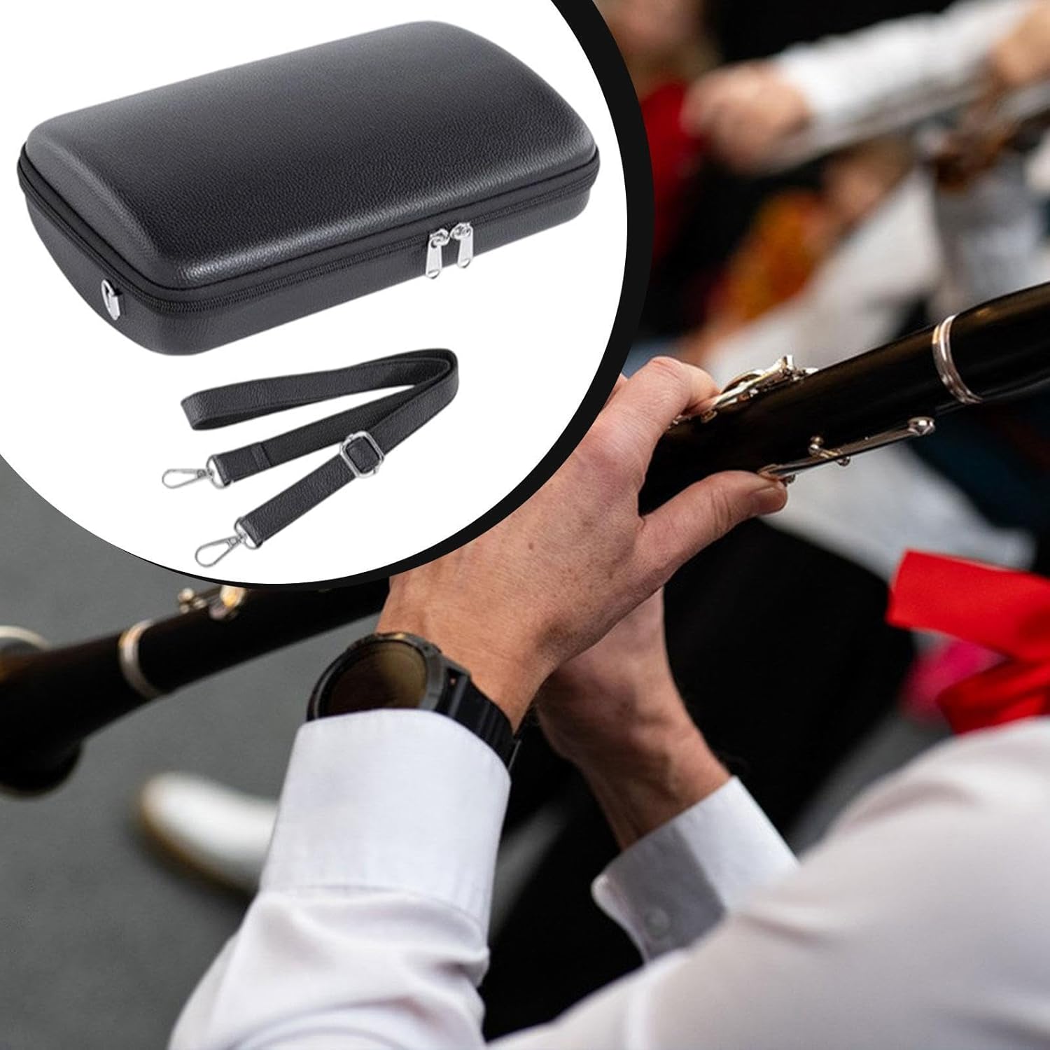 Clarinet Case Storage Box Convenient with Shoulder Strap Protector Clarinet Storage Bag, Black
