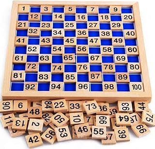 NNY Wooden Toys Hundred Board Montessori 1-100 Consecutive Numbers Wooden Educational Game for Kids with Storage Bag,W8.26 L8.26inches (Montessori Math)