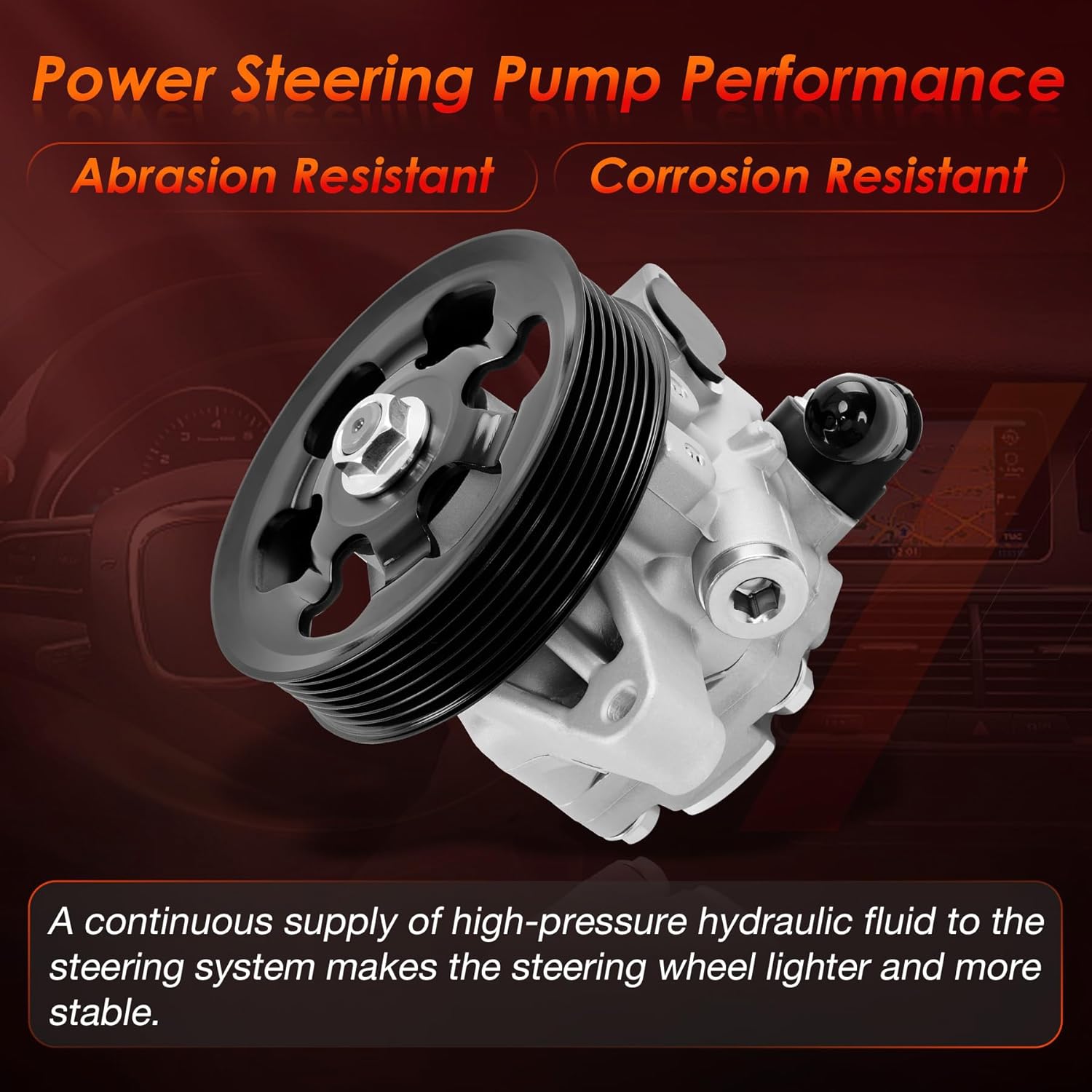 Power Steering Pump, with pulley, Compatible with Honda Civic 2006 2007 2008 2009 2010 2011, for 1.8L L4 Engine, Replaces 21-5456 55-5822 56110-RNA-A01 36-215668