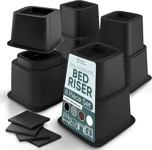 Miniatura 8 de Home Intuition Elevadores de cama ajustables resistentes para muebles de 3 5 u 87 pulgadas paquete de 4 juego de 8 piezas negro