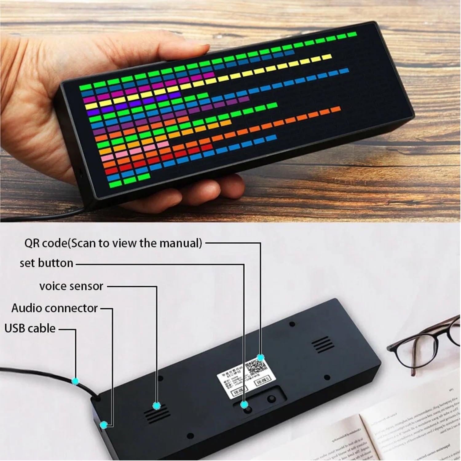 Audio Spectrum Analyzer LED Music Visualizer With 384 RGB Lights - With ...