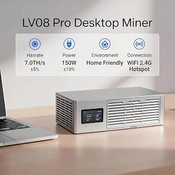 New Lucky Miner LV08 Pro 7TH/s 150W BTC Miner SHA256 Algorithm Crypto Miner Home and Office Mining, Solo/P2P Mining, Support 42+ Coins (BTC, BCH, BSV), in Stock