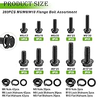 Vista 3 de mxuteuk Juego de tornillos métricos y pernos de brida, kit surtido de tuercas y pernos M2/M3/M4/M5/M6/M8/M10, tornillos de máquina de acero