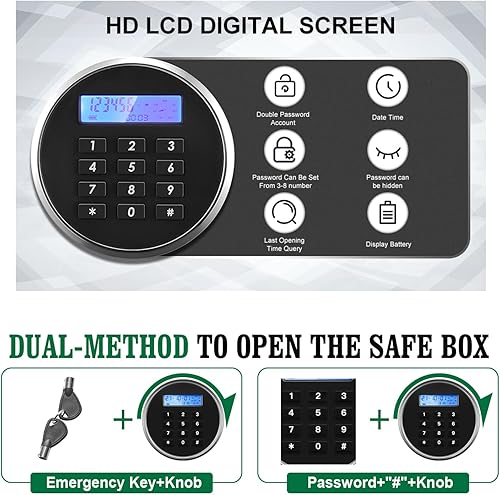 Miniatura 2 de Caja de seguridad ignífuga impermeable, caja fuerte personal para el hogar, caja fuerte ignífuga con teclado de dígitos, caja de seguridad para