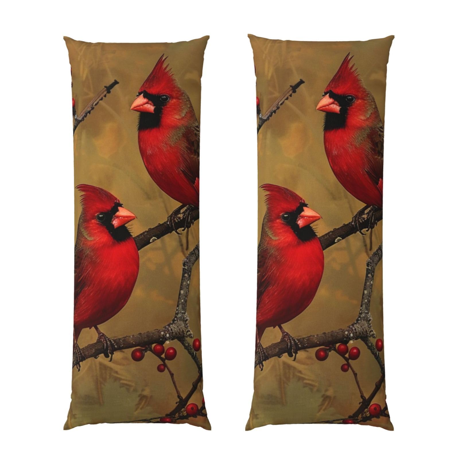 Body Pillow Cover 20x54 Inch, Red birds Print Long Lumbar Pillow Case with Zipper Long Body Pillowcase Decorative for Bed Sofa Bedroom
