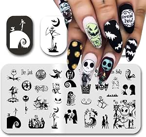 Halloween Nail Stamping Plates Nightmare Christmas Nails Stamping Kit with Ghost and Day of the Dead Designs