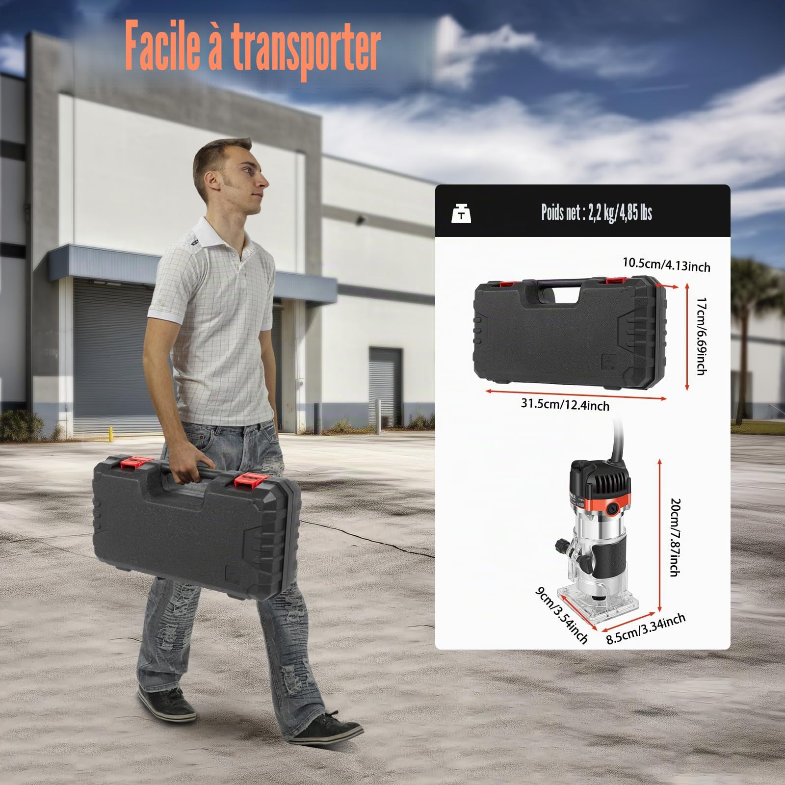 Défonceuse à main électrique pour bois - 220 V - 800 W - Fraise multifonction - Bord 30 000 tr/min - Pour le travail du bois, la fabrication de meubles