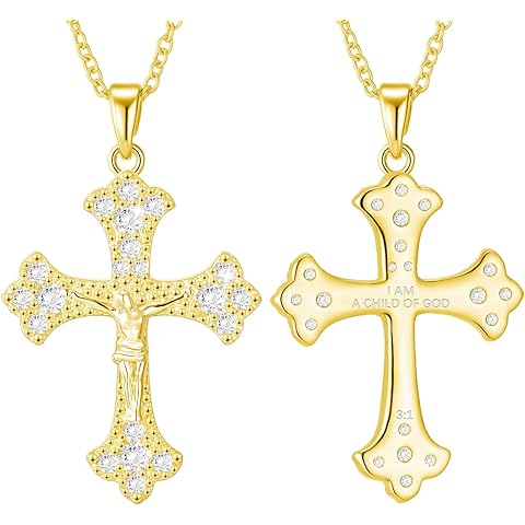 Cross Necklace for Women 18K Gold Silver Plated Jesus Cross Pendant Jewelry Birthda...