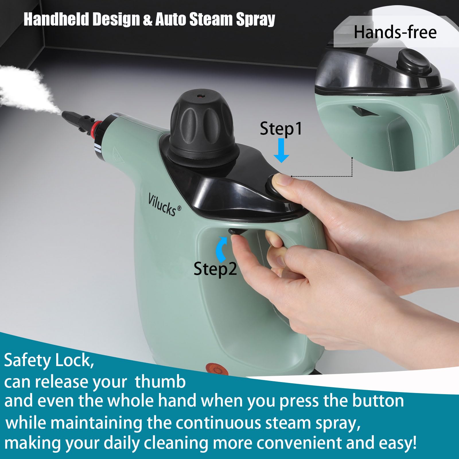 Steam Lock Device Home Cleaning Steamer Klona Handheld Steam Cleaner - 10 Accessory Kit ...