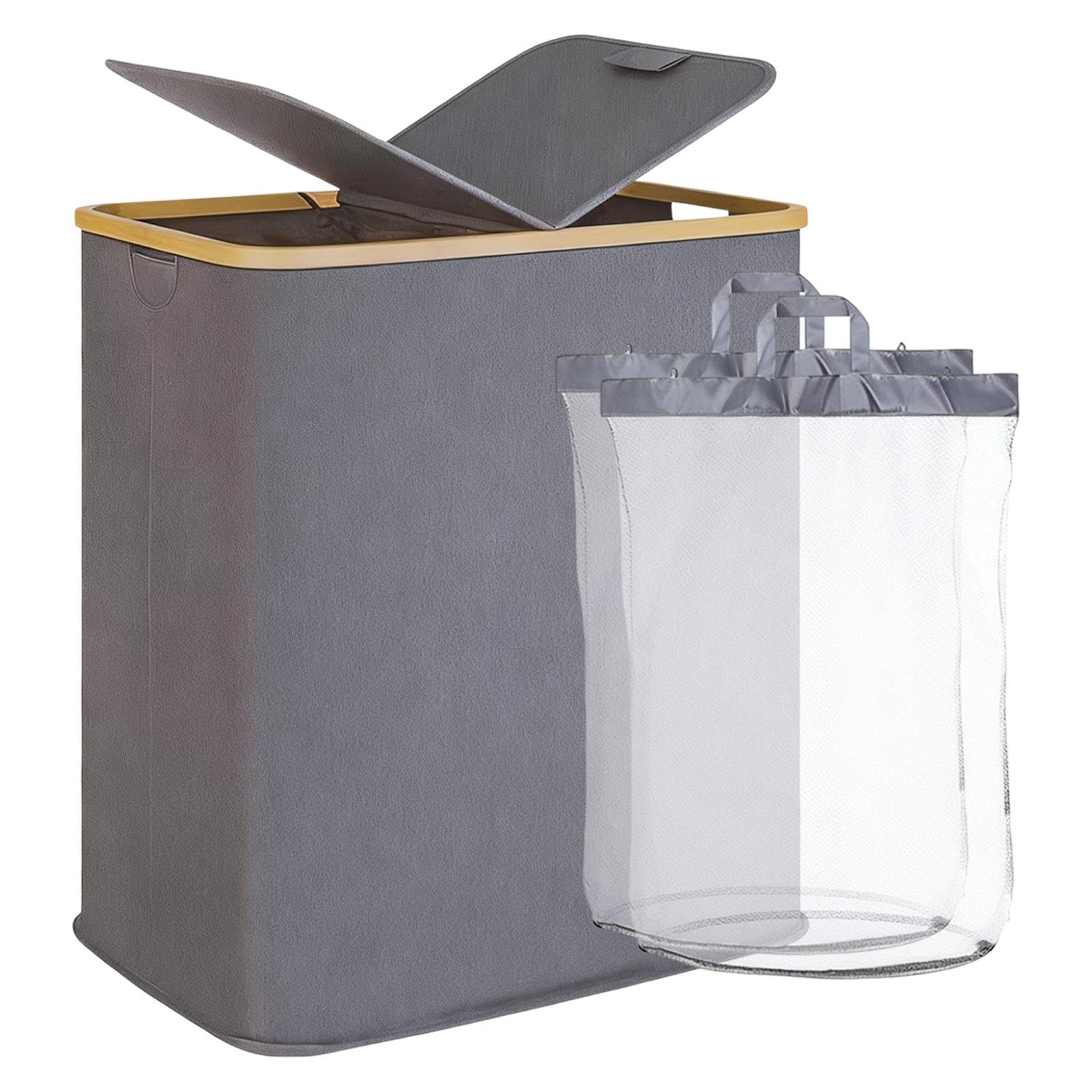 Large Laundry Basket Folding Laundry Hamper for College Laundry Room Nursery Gray-image-8