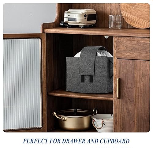 Miniatura 8 de Contenedores de almacenamiento de placa de fieltro para caravana, bolsa de soporte de platos de camping para 8 platos, bolsa de fieltro de