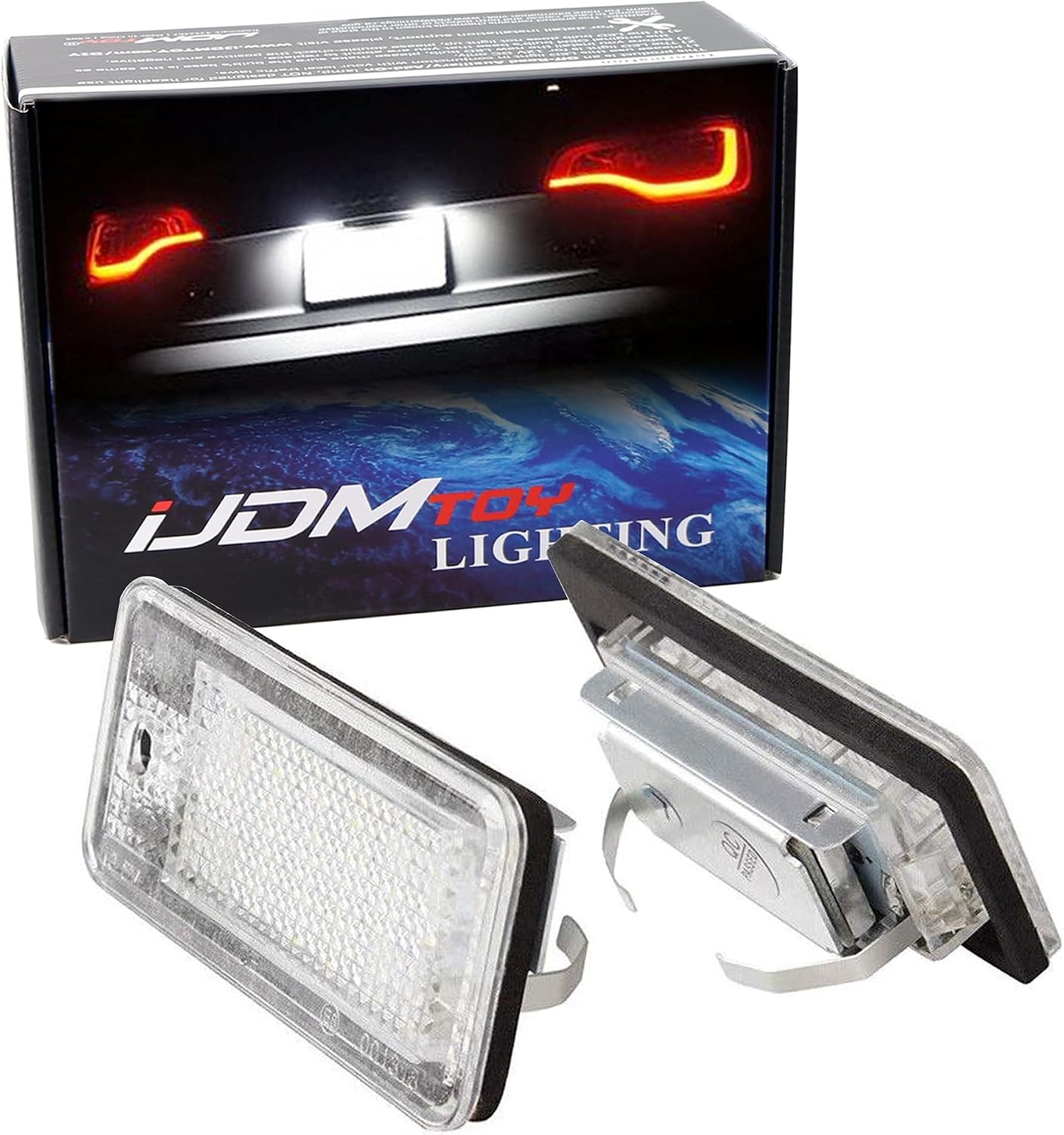 iJDMTOY OEM-Fit 3W Full LED License Plate Light Kit Compatible with Audi A3 S3 A4 S4 A5 S5 A6 S6 A8 S8 Q7, Powered by 18-SMD Xenon White LED & Can-Bus Error Free