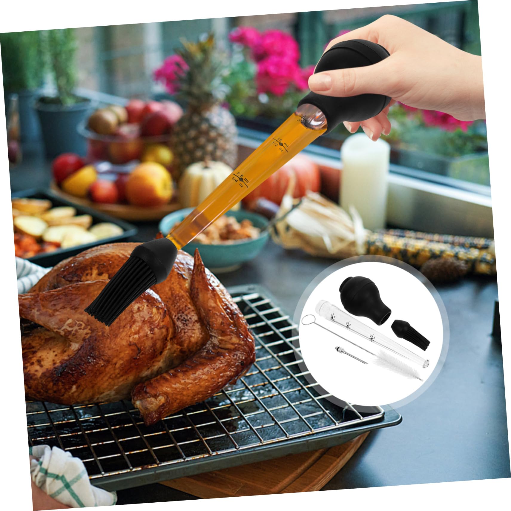 TOYANDONA 3 Sätze Marinade Injektor für Fleisch Truthahn Injektor mit Silikonpumpe Küchenwerkzeug zur Geschmacksinjektion für Hühnchen Steak und BBQ Robuste und Langlebige Lösung für