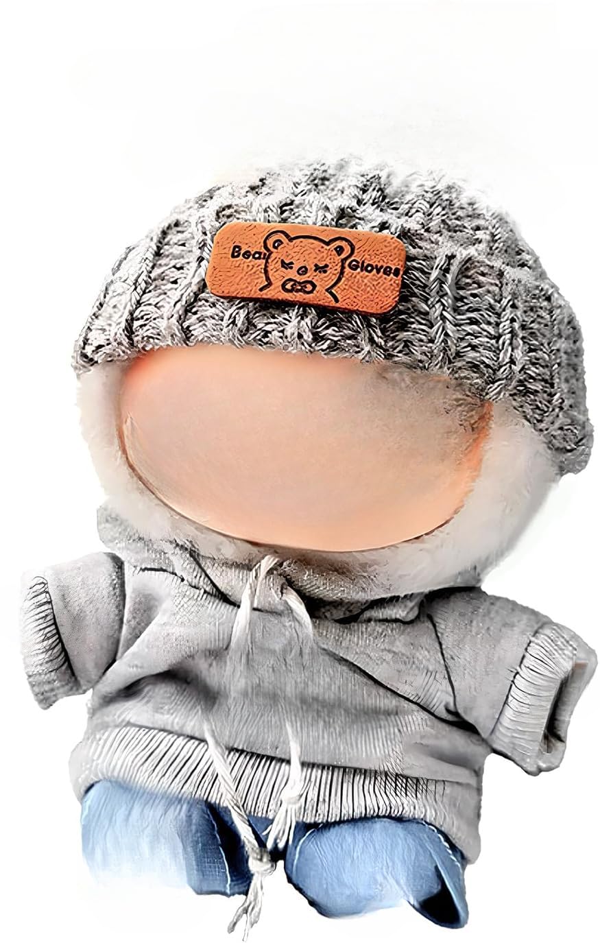 17cm Doll Clothes,Clothes for Dolls Outfit,Accessories for 17cm Dolls Clothes,Cute Clothes for Dress up Unique Style,1 Hats 1 Hoodie 1 Jeans for Best Gifts No Doll Included (GREY 8) - Image 2