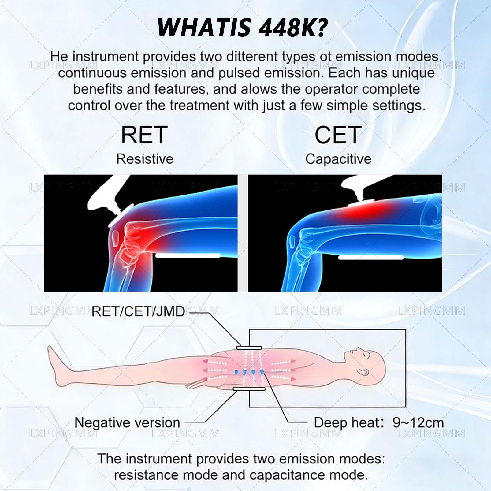 Terapia Tecar Portatile a 448 KHz,Terapia Tecar RES/cap 448K,apparecchiatura estetica per la Perdita di Peso utilizzata per Il rassodamento della Pelle nei Centri estetici