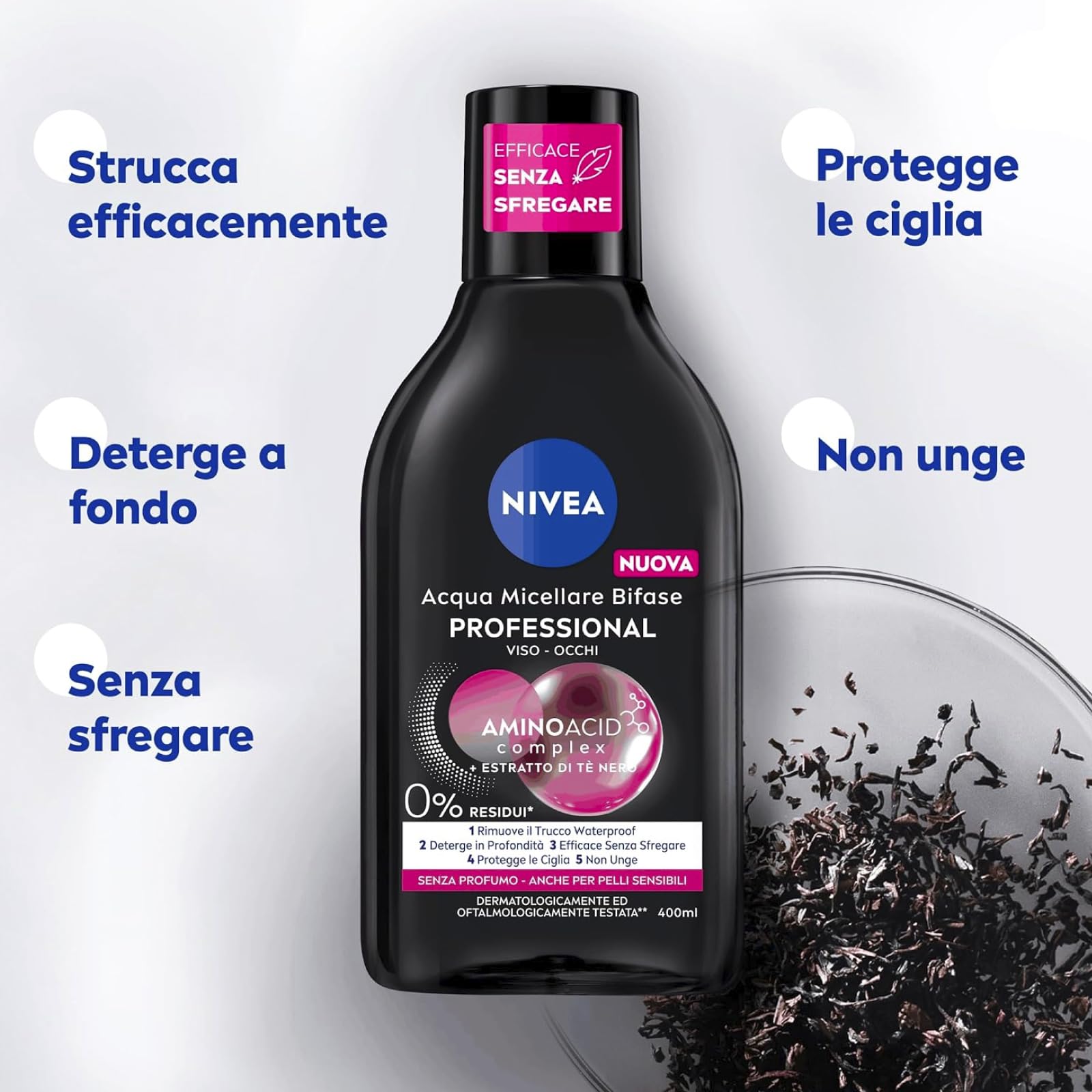 Nivea Micellair Professional Micelare Bifase Skin Breathe ekstrakt do makijażu twarzy i oczu, wodoodporny, 3 butelki po 400 ml