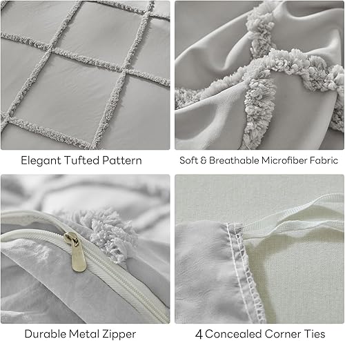 Miniatura 5 de MetersGod Funda de edredón bohemia copetuda, tamaño King (104 x 90 pulgadas), juego de ropa de cama de microfibra con bordado vintage jacquard