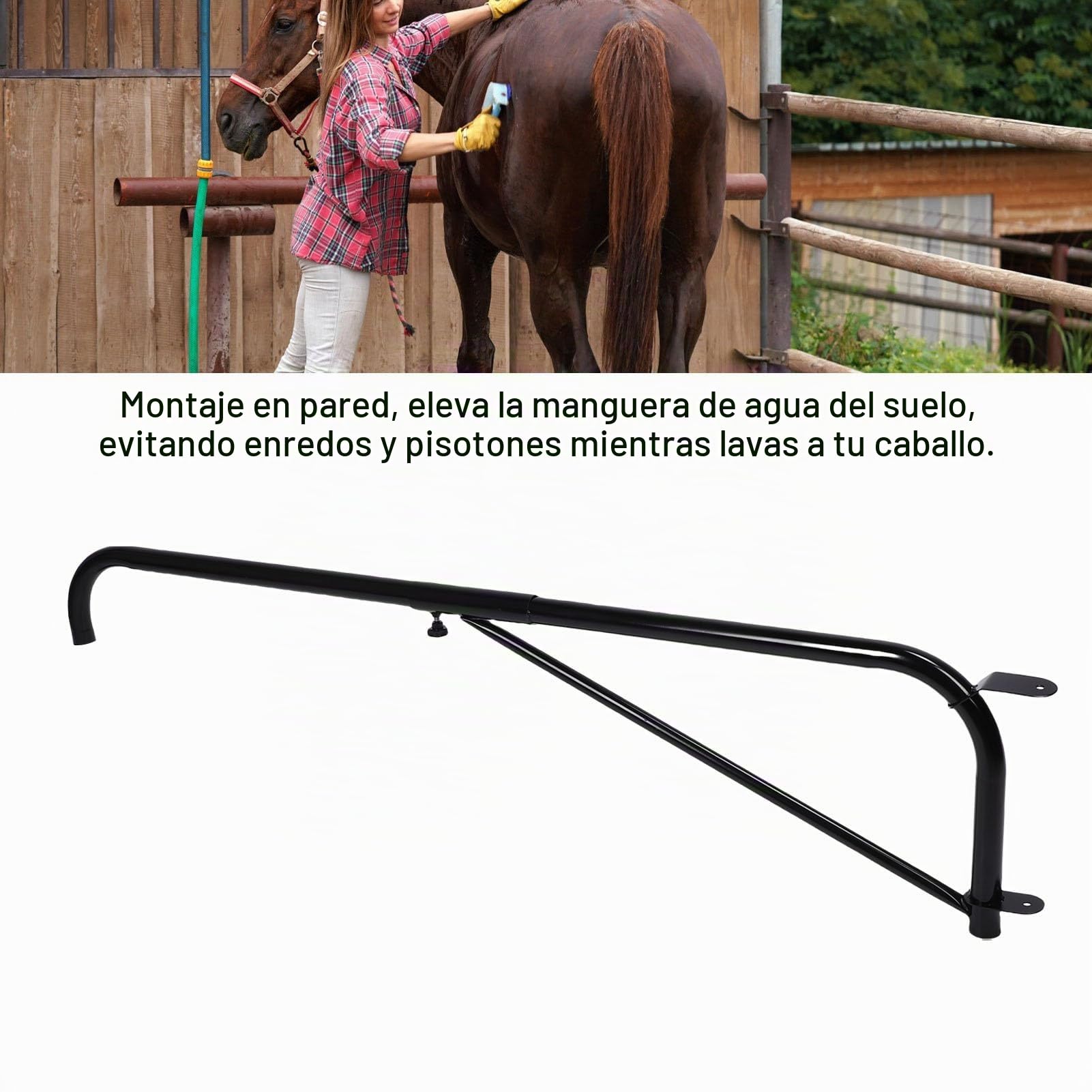 Boom De La Manguera, Placa De Lavado De Caballos, Anti-enredado De La Pared De Pisoteo, Montado En La Pared, Accesorio De Lavado De Caballos Negro