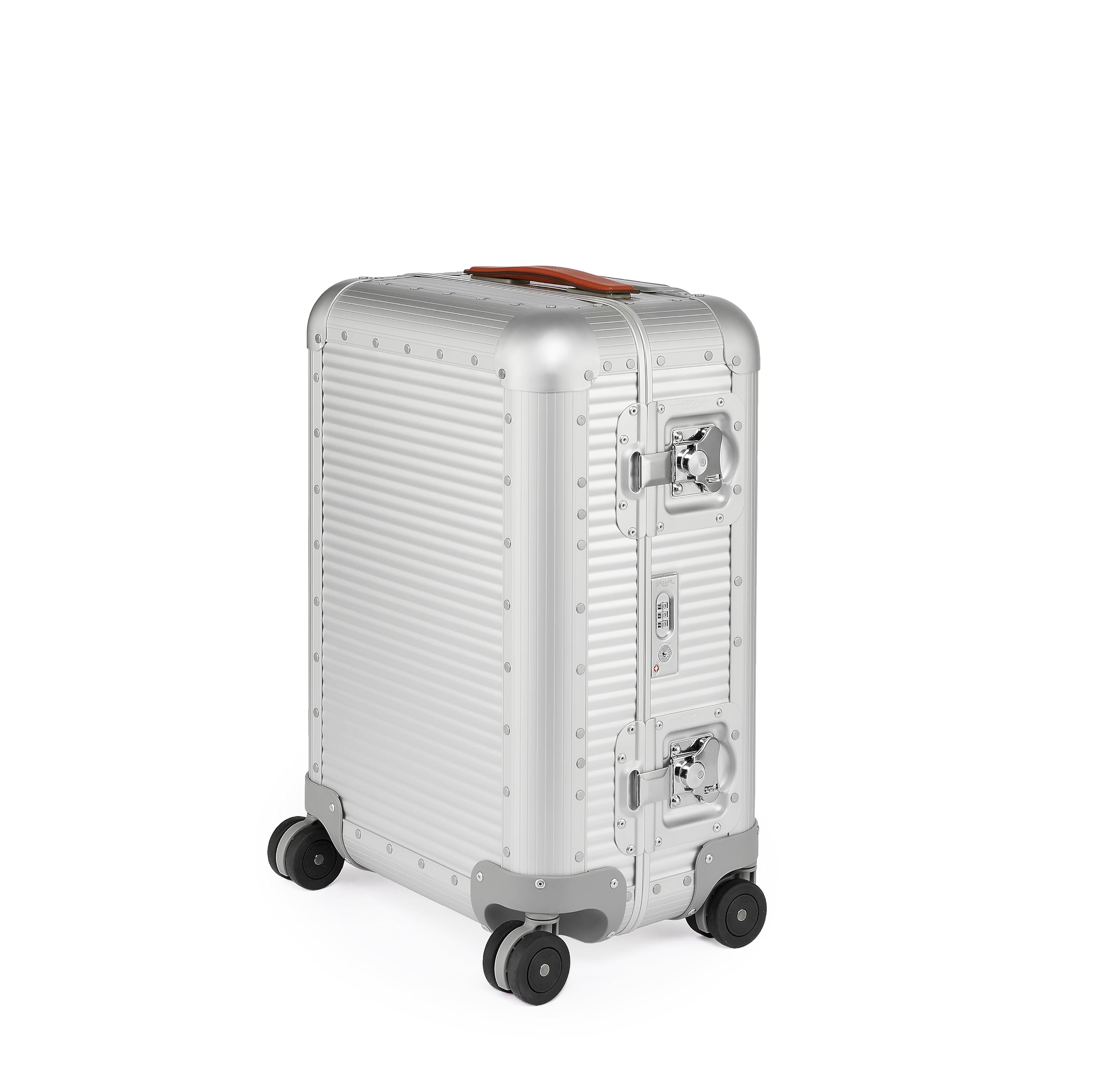 FPM MILANO Bank 22"- Made in Italy Aluminum & Leather Carry-On Luggage - Framed Hardside Cabin Plus Suitcase with 4 Spinner Wheels - Large Carry-on