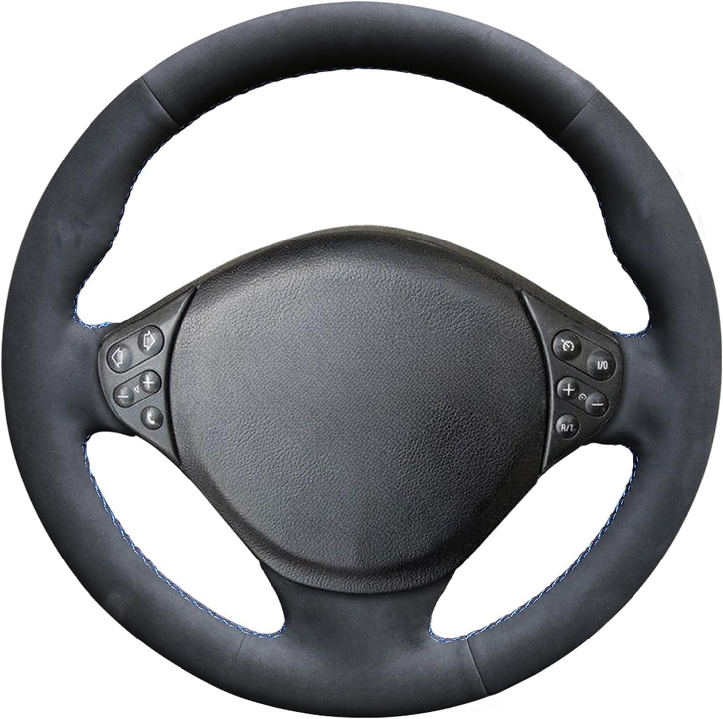 MEWANT Hand-Stitched Black Suede Steering Wheel Cover Wrap for BMW 5 Series E39 1999 2000 2001 / M3 1998-1999 / Z3 E36/8 2000 2001 2002