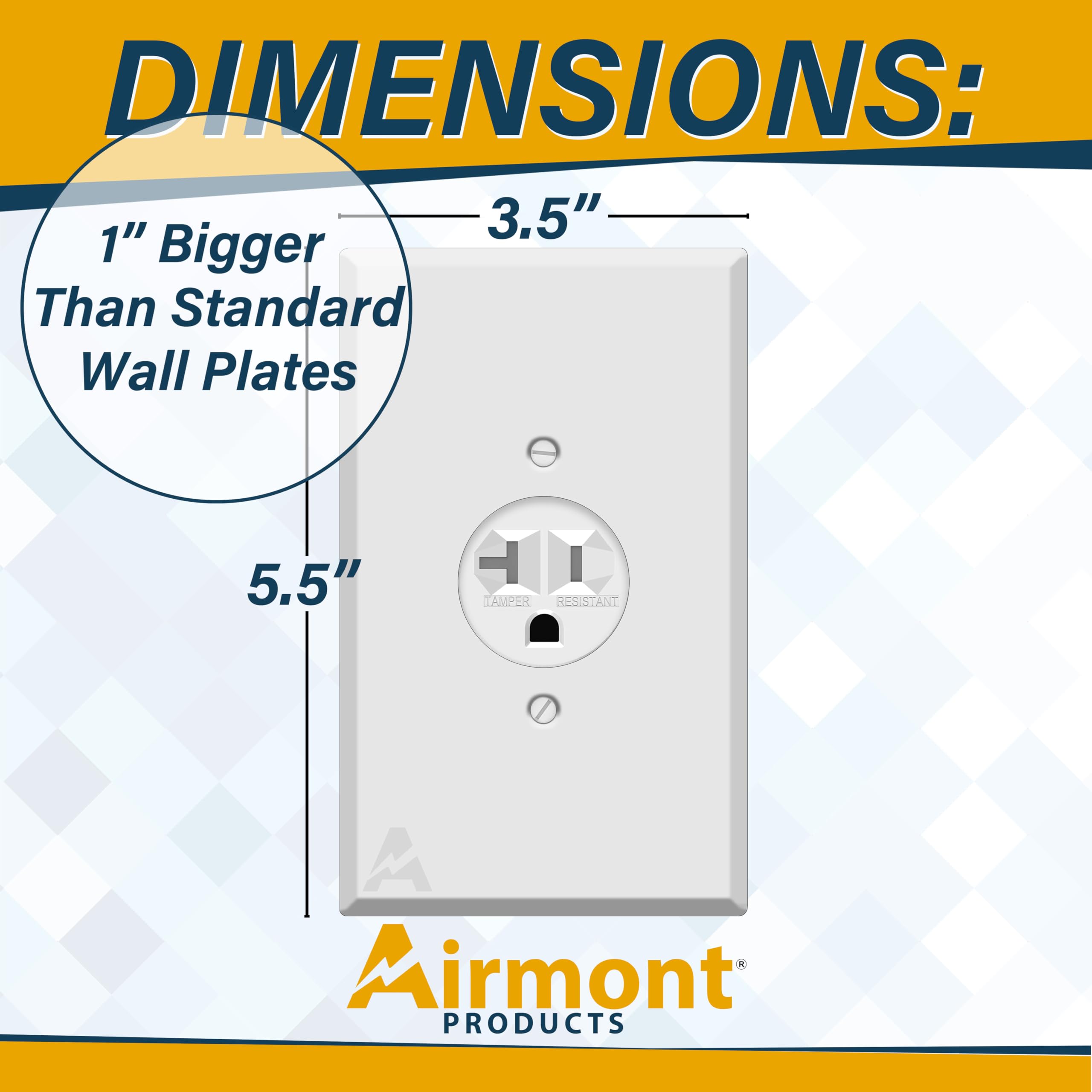 Single Receptacle Outlet Kit, 20 Amp Commercial Grade Electrical Outlet for Appliances, with White Oversized Metal Wall Plate Cover, UL Listed, Convenient Single Receptacle Bundle