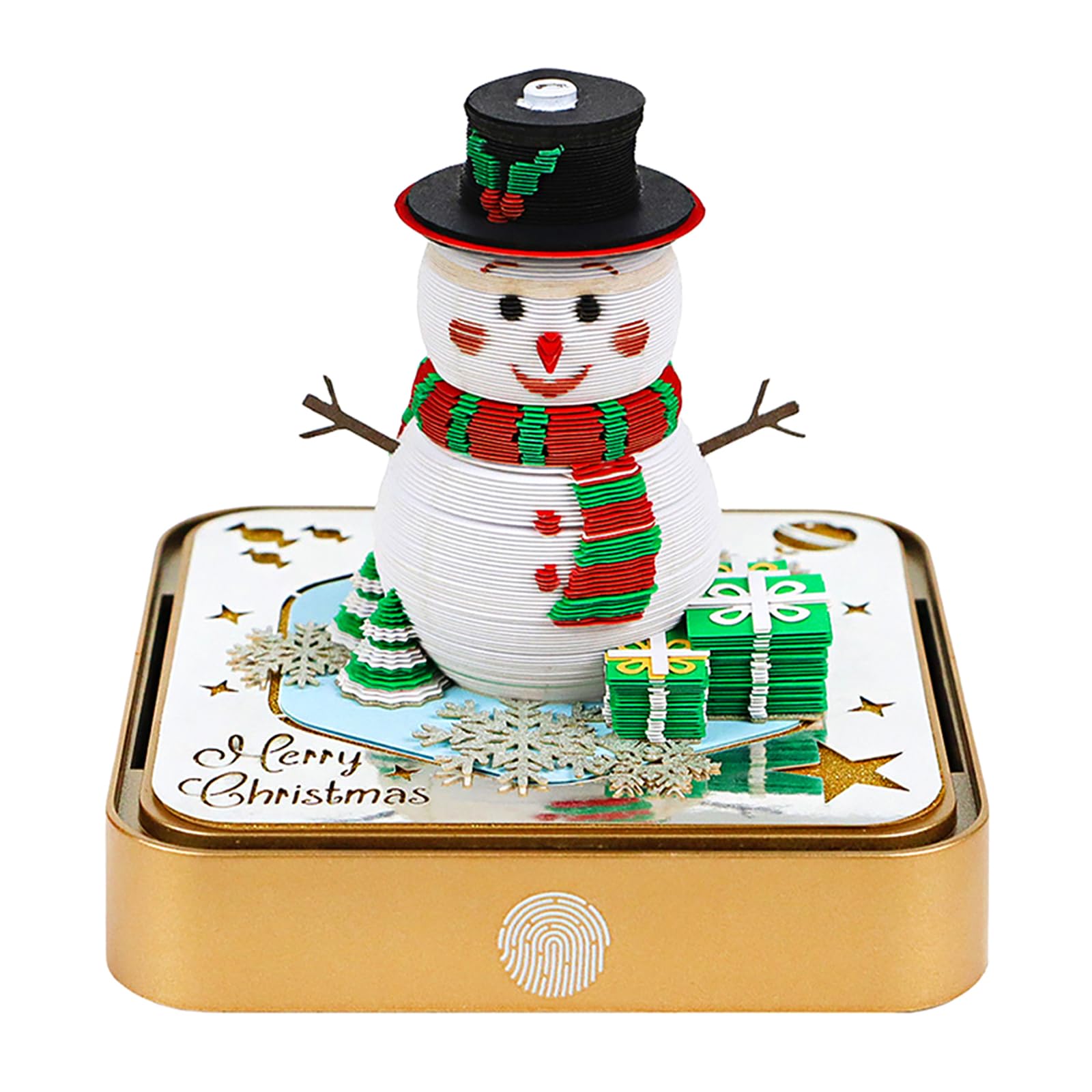 3D Memo Pad Time Piece Calendar 2027, 3D Tear-Off Art Desk Calendar 2027, Creative 3D Memo Pad Paper Art Tree House DIY Paper Carving Decoration (Christmas Snowman)