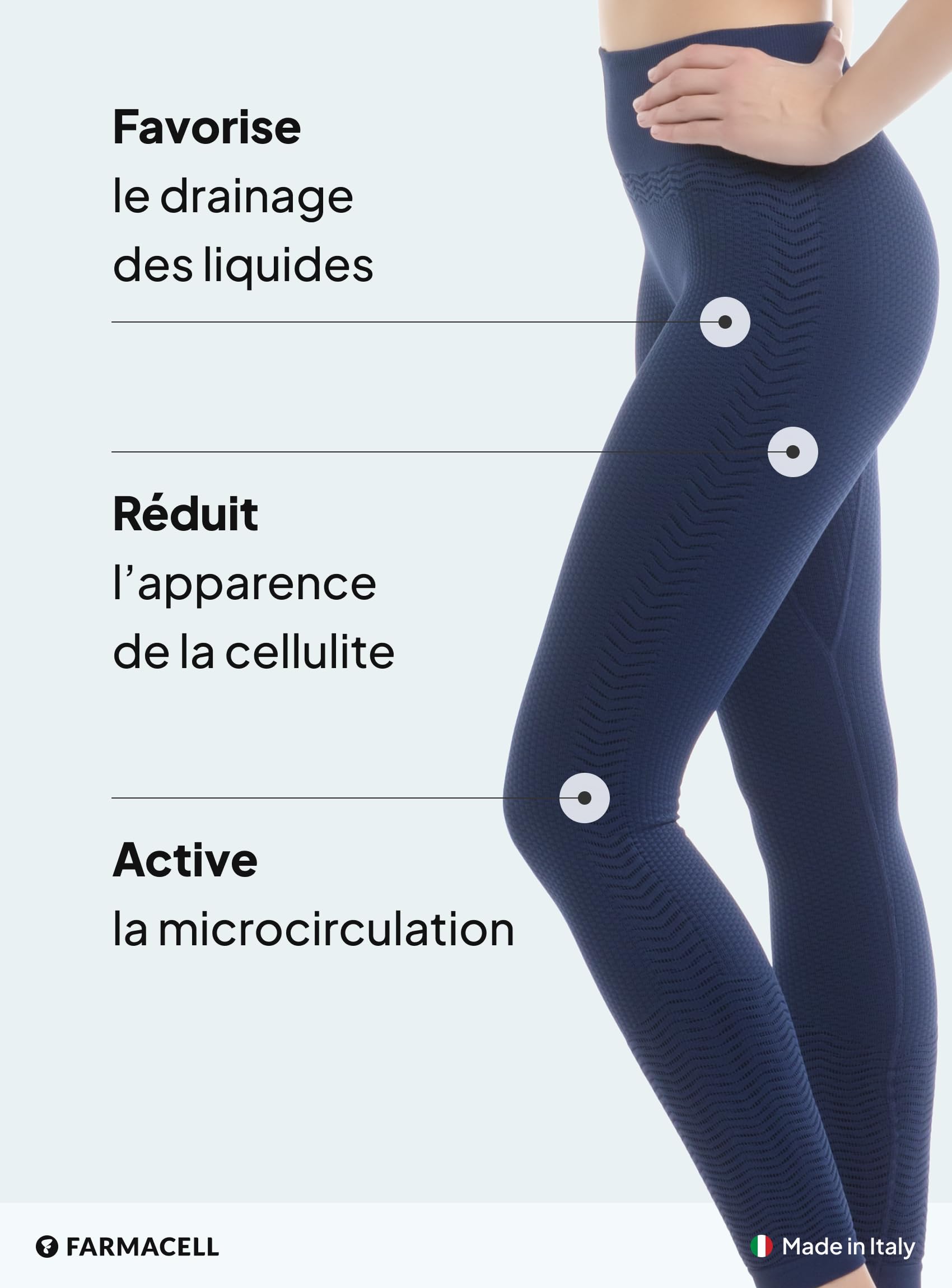 Farmacell Legging Femme Anti-Cellulite Effet Massant 3D et FIR, Made in Italy, 1109