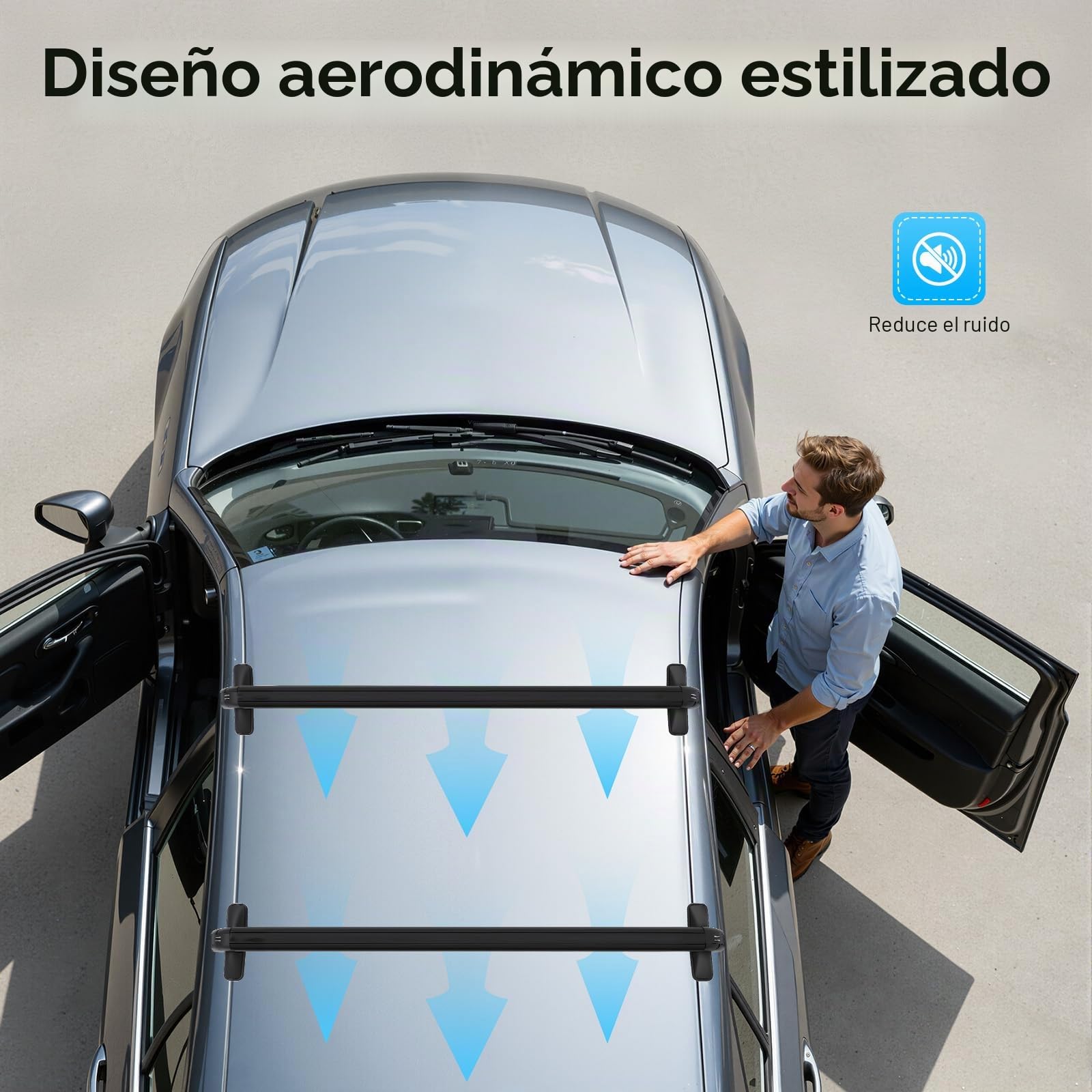 2 Piezas De Portaequipajes Para Techo De Coche Sin Raíles, Portaequipajes Universal De Aluminio Con Cerraduras, Capacidad De Carga De 75 Kg