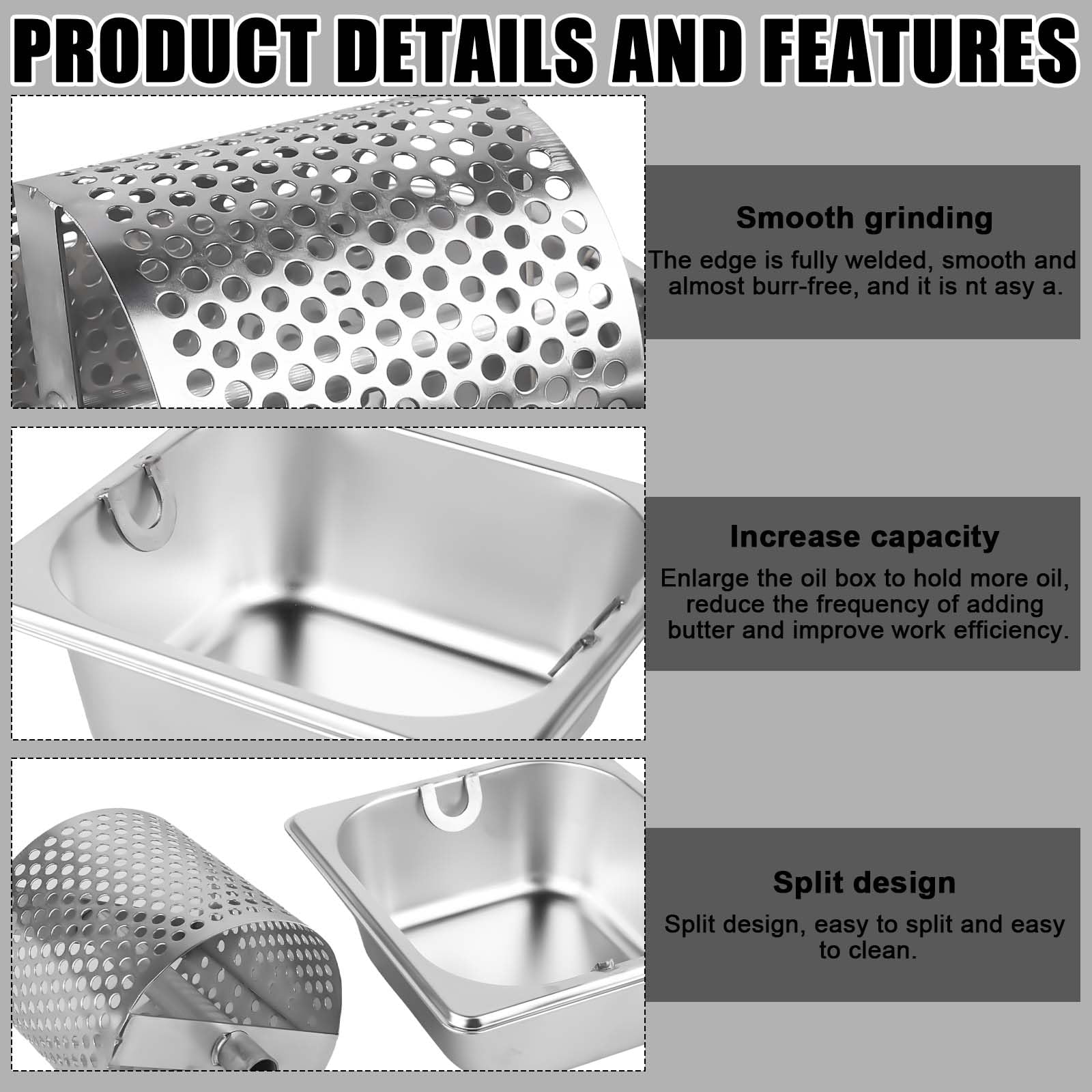 Rullo per burro in acciaio inox, 18 x 16 x 10 cm, resistente distributore di burro, strumento rotante, riutilizzabile per casa, negozio, pane di mais, bistecca