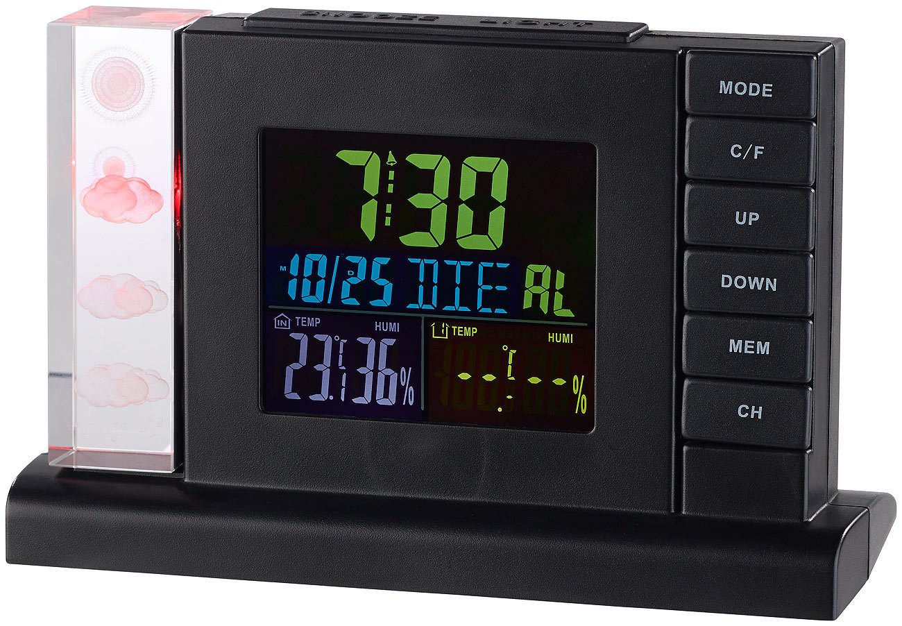 infactory Station météo sans Fil avec hologrammes 3D FWS-310