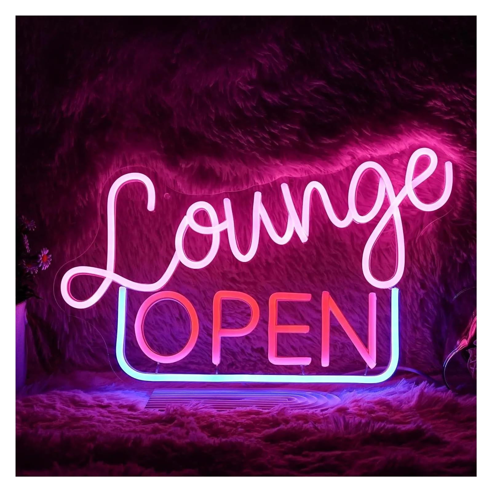 LEMST Sign Lamp Lounge Open Neon Sign Light Dimmable for Bar Club Bedroom Hotel Birthday Party Art Decor Signs Illuminated 42.4cmx26.5cm