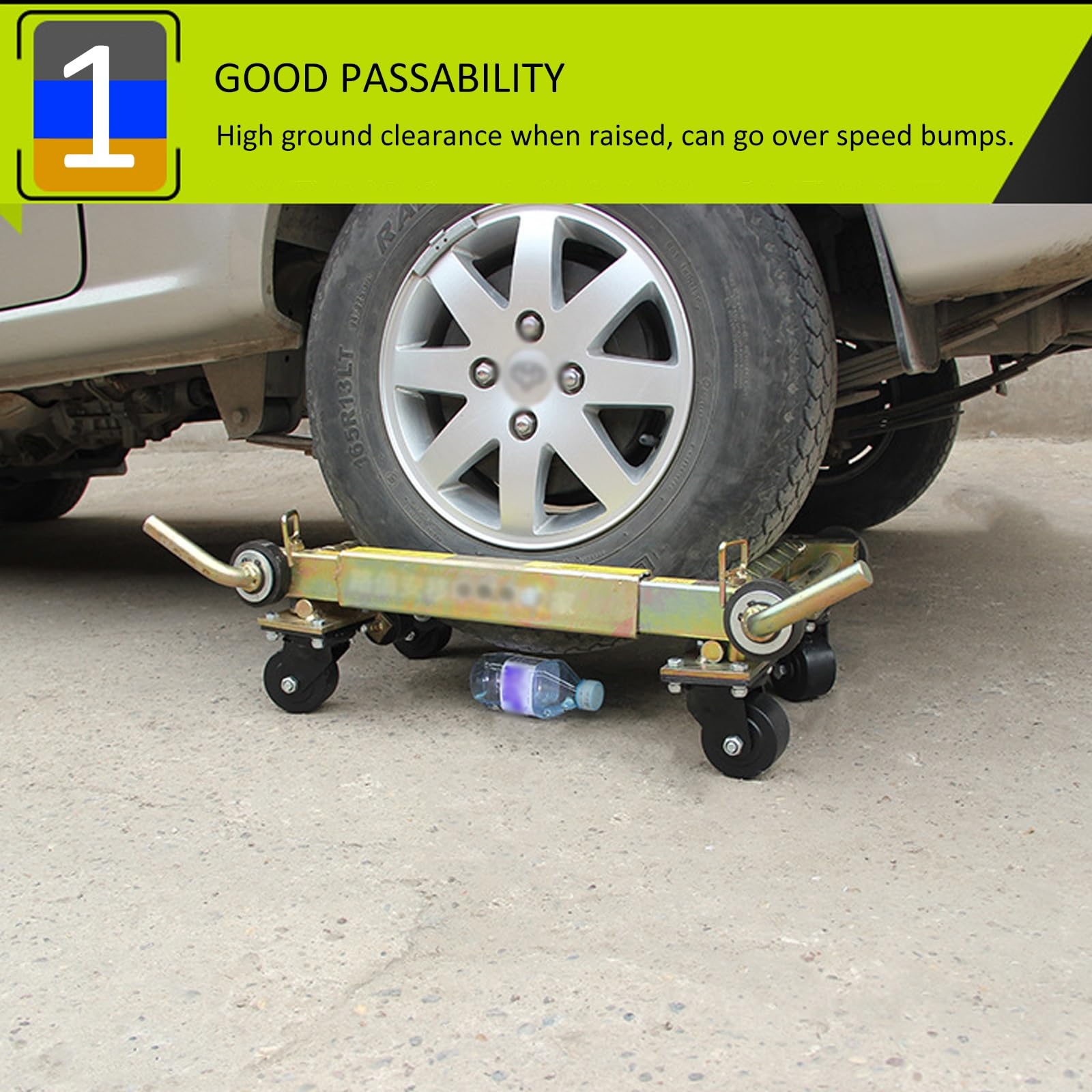 Heavy Duty Wheel Dolly, Plataforma rodante para mover coches, 1T de capacidad, Plataforma rodante ajustable para mover coches con rueda de protección del suelo, Herramientas de remolque de acero(Red)