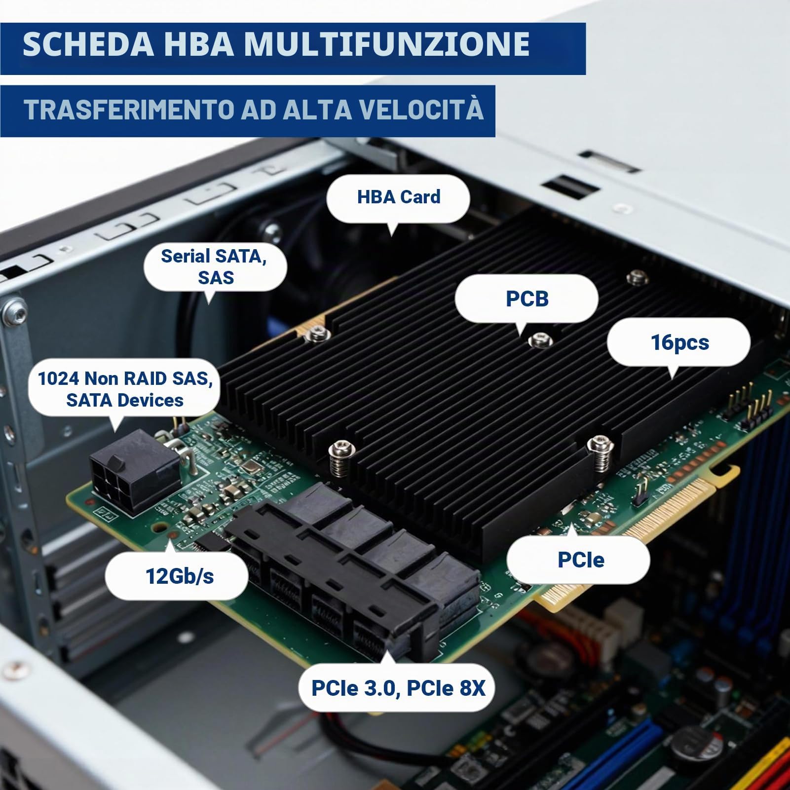 Scheda HBA, Controller Di Porta SATA LSI SAS 9300 16I, Modello IT, 12 Gbps Ad Alta Velocità PCIe 3.0, Tipo Di Bus PCIe 8X, Il Dispositivo Supporta 1024 Dispositivi SAS Non RAID, SATA