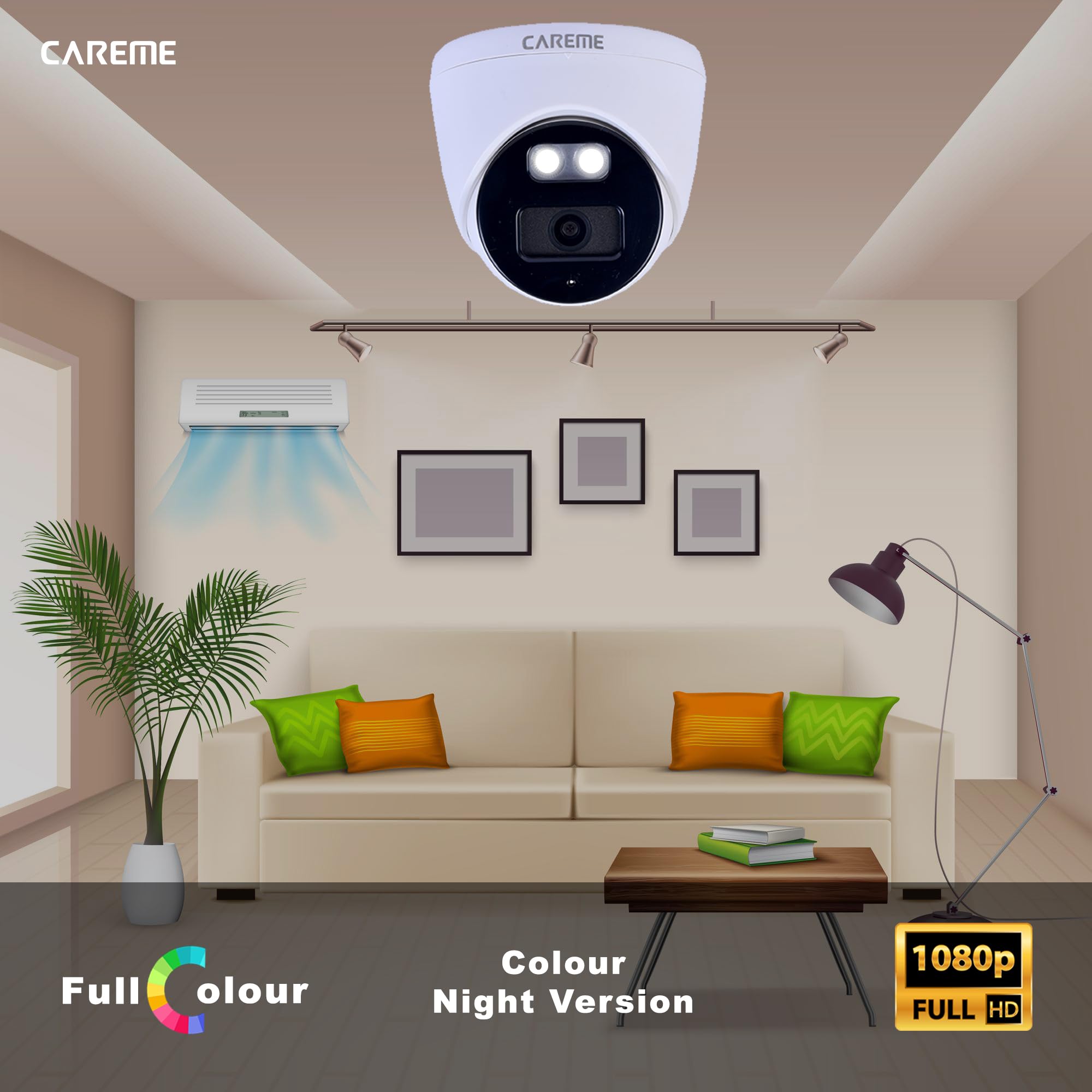 CareME 5MP HD 4 Channal H.265 DVR 1Pcs,Indoor Camera 2.4MP Dual Color Vision 4Pcs,1 TB Hard Disk 1Pcs,Wire Bundle 1Pcs, 4 CH Power Supply 1Pcs,HDMI Cable 1Pcs,Bnc & Dc Connectors 2