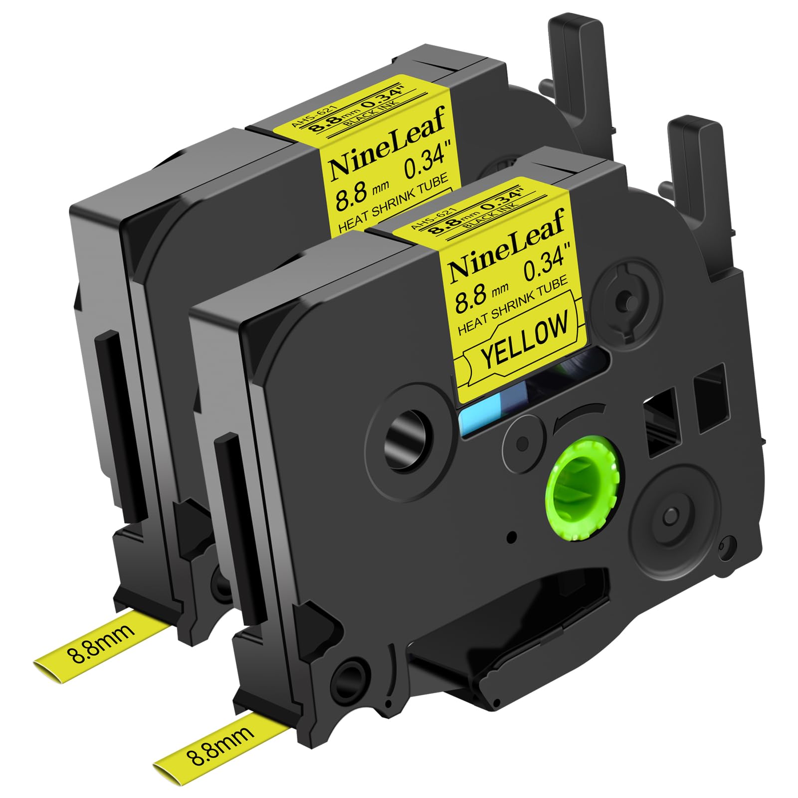 NineLeaf 2 Roll Black on Yellow Heat Shrink Tubes Label Tape Compatible for Brother HSe-621 HSe621 HS621 HS-621 for P-Touch PT1180 PTD200 PT1090 Label
