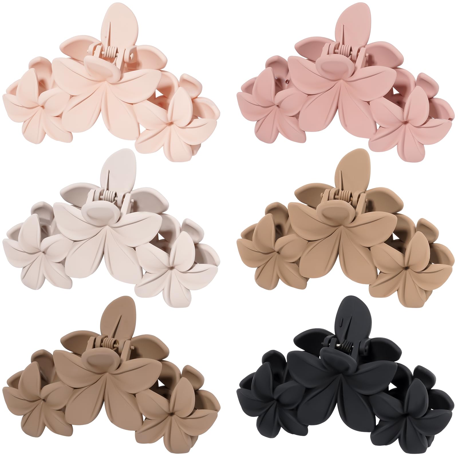 Lolalet 6 Stück Große Blumen Haarklammer, 11cm Haarspangen für dickes Haar Rutschfestes Haar Jaw Clips Flower Haarstyling-Zubehör für Frauen Mädchen -Blumen