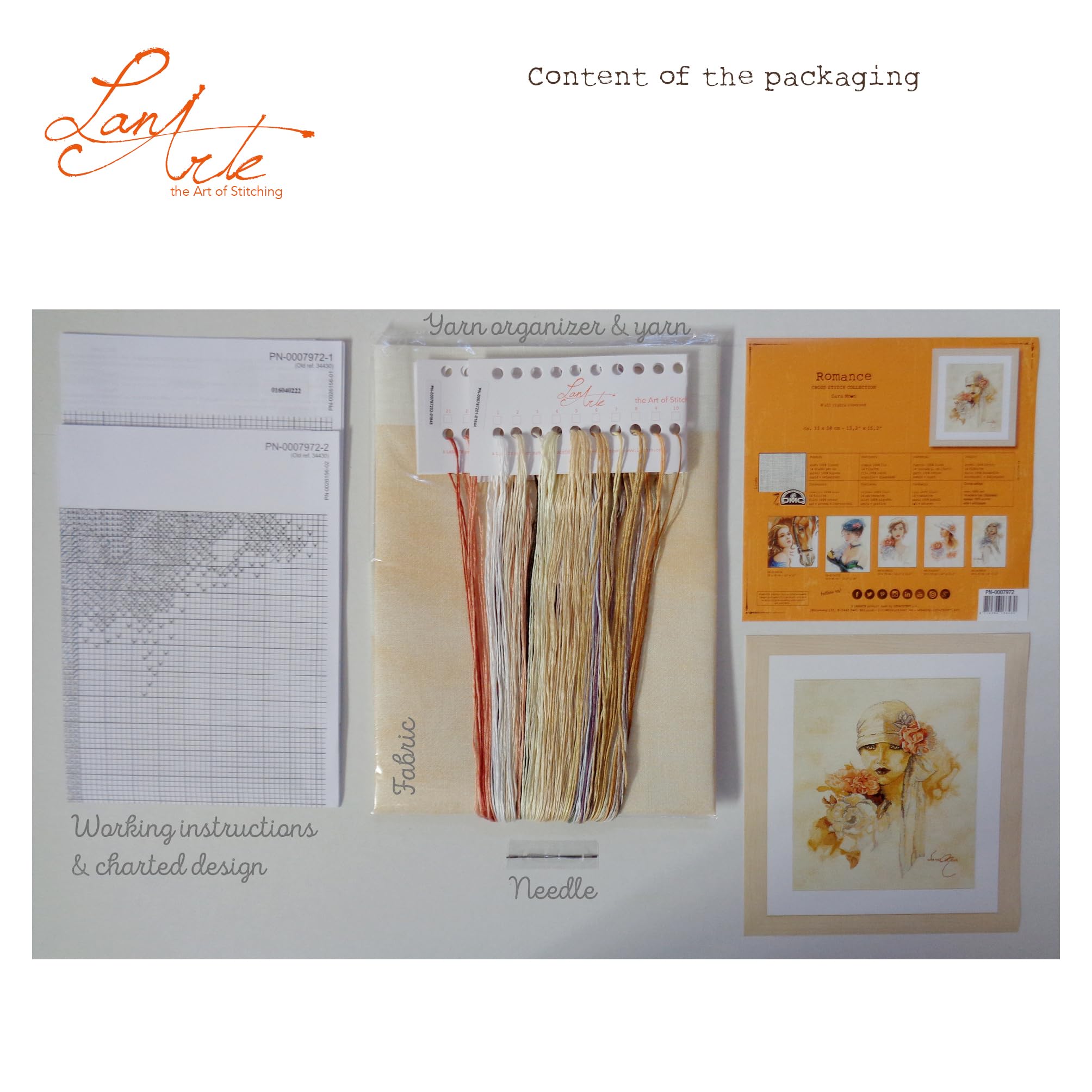 Lanarte Kreuzstich Stickpackungen Gezählter Kreuzstichbilder Set SARA MOON Wanddekoration Handarbeit Set für Erwachsene 33 x 38 cm DIY Deko Bastelset Handwerker Kreative Geschenkset