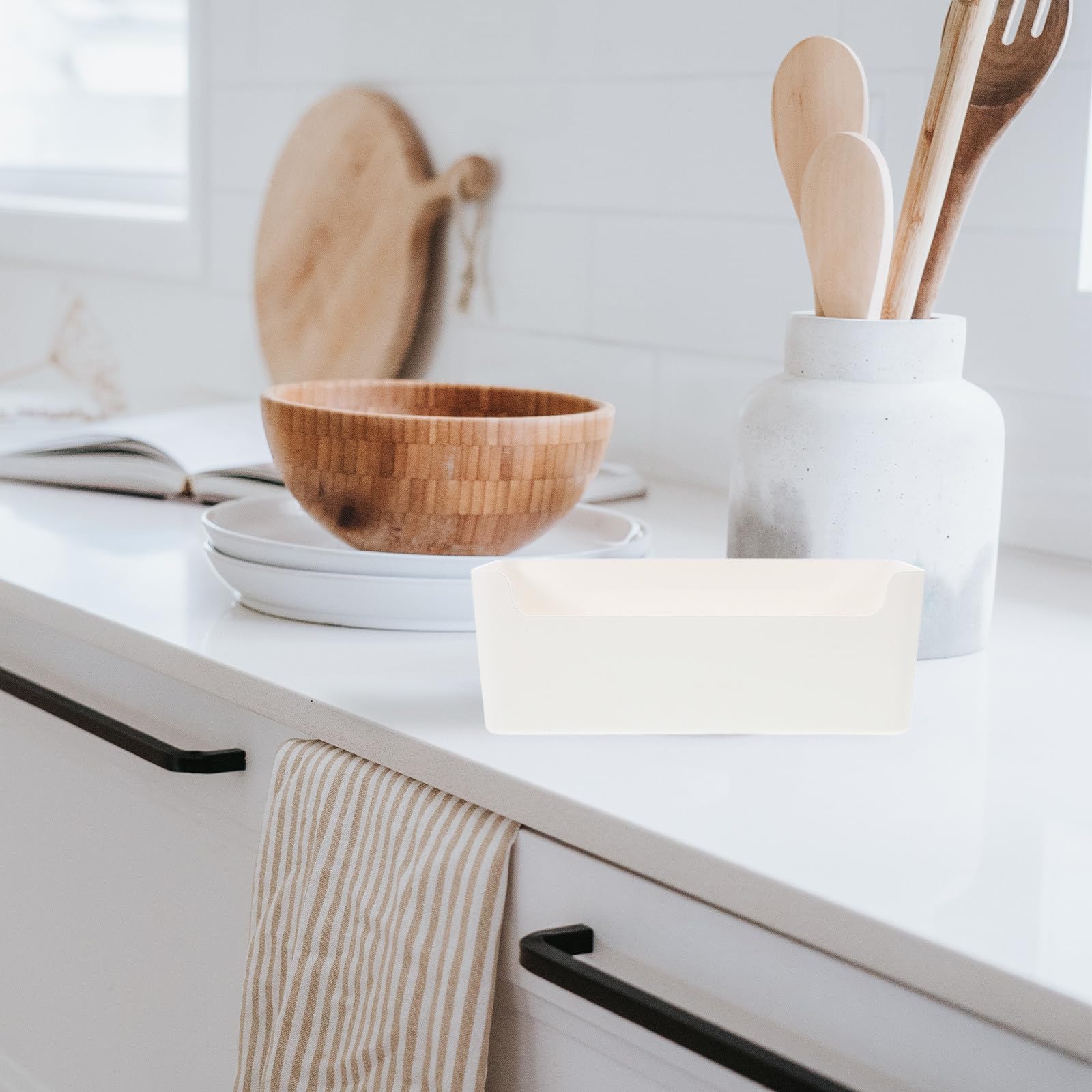 Gatuida Organizzatore per Cassetti da Cucina in Plastica Bianca 8 Pezzi, Divisore per Utensili e Spezie, Contenitore Salvaspazio per Armadietti, per Organizzazione Cucina e Accessori