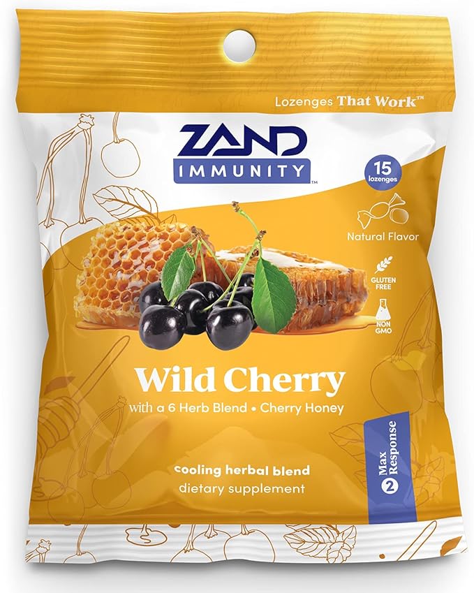 Zand Immunity Wild Cherry HerbaLozenge Cough Drops Honey