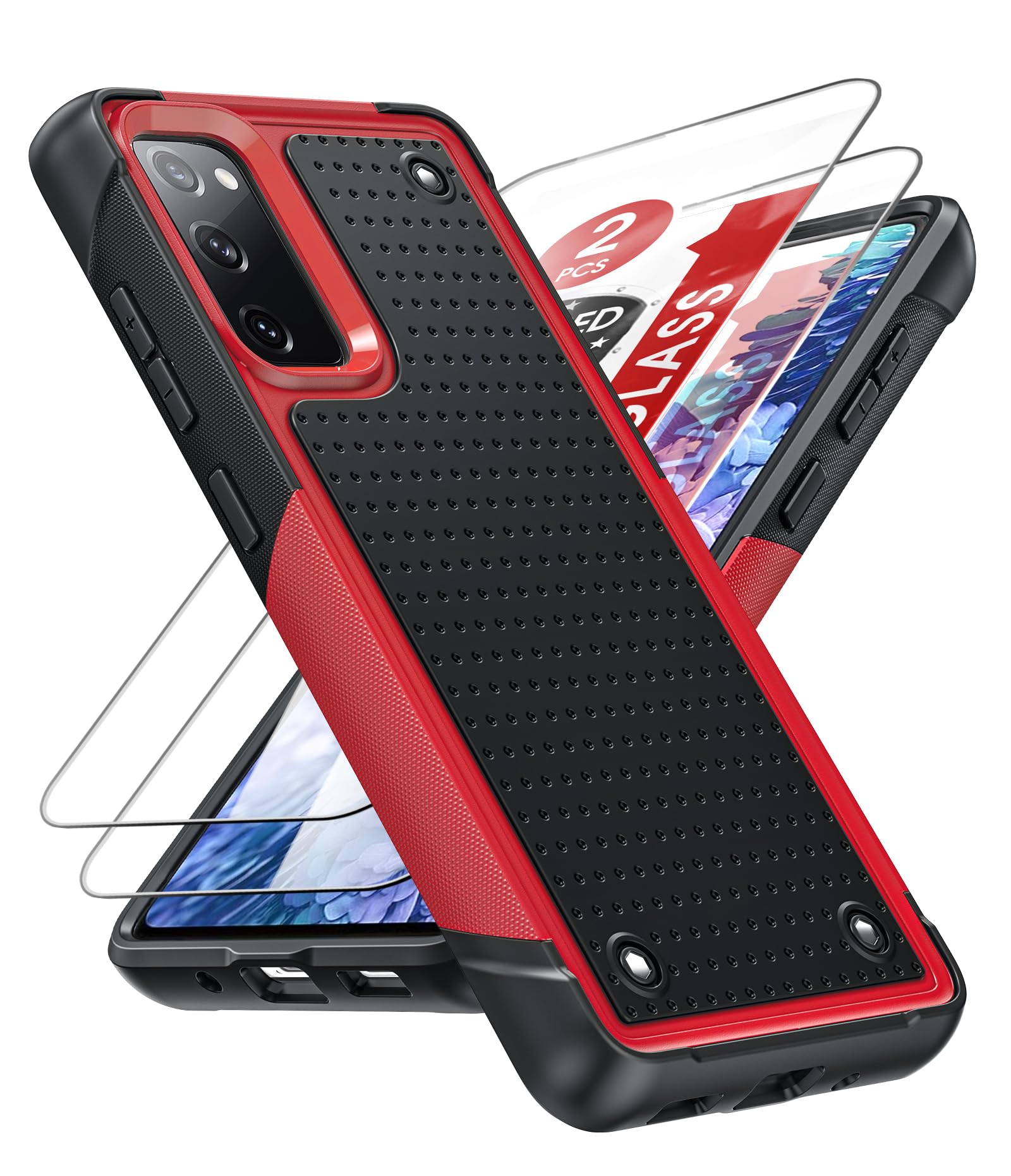 LeYi for S20 FE 5G Case: Galaxy S20 FE 5G Phone Case with Screen Protectors [2 Pack], Shockproof Heavy Duty Dual Layer Protective Hard PC Textured