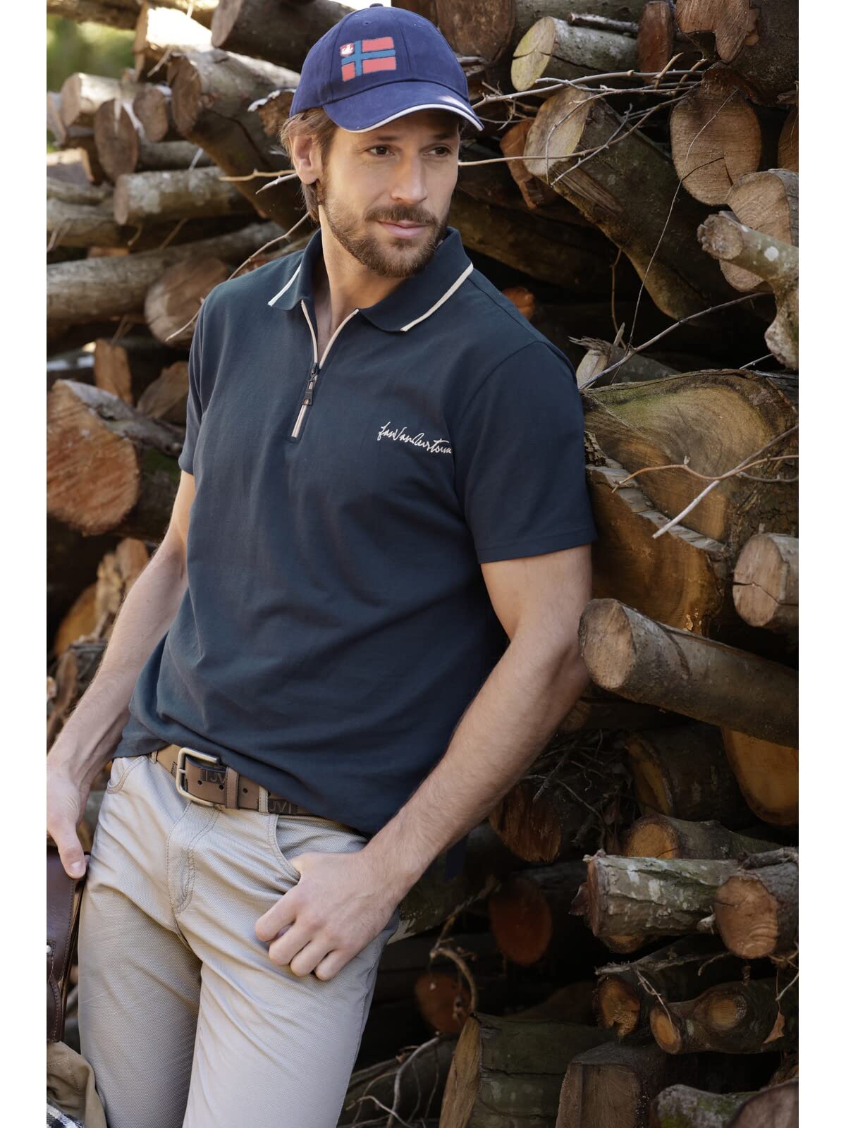 Jan Vanderstorm Herren Poloshirt Johar | aus reiner Baumwolle, große Größen L–7XL, bequemer Komfort-Fit für Männer, stylische Kontrastdetails, kurzarm