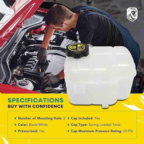 Miniatura 2 de YHTAUTO Tanque de expansión de depósito de desbordamiento de recuperación de refrigerante del motor con tapa presurizada para Chevrolet Cruze 10-16,