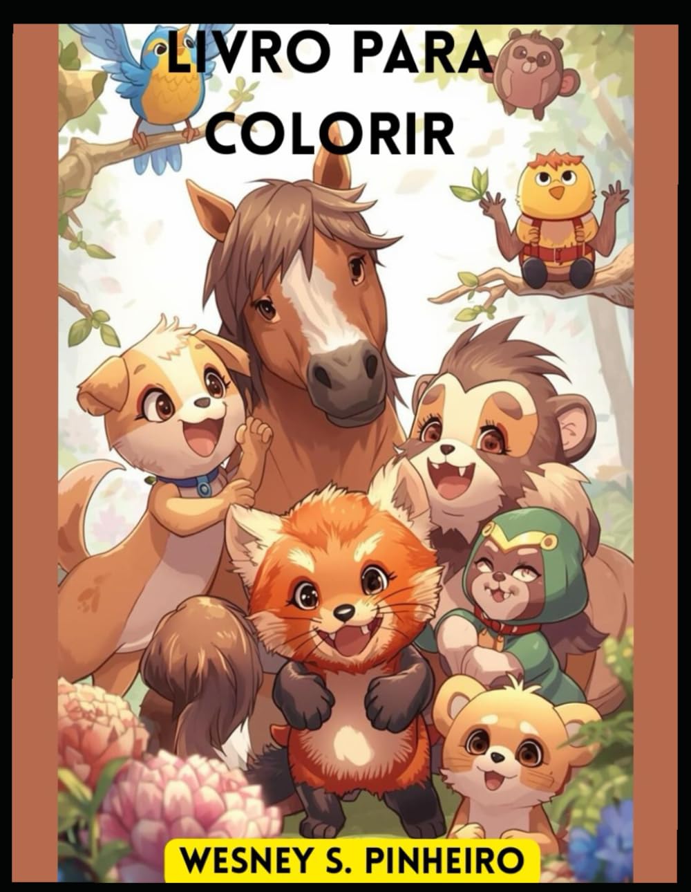 Animais Felizes Marrons para colorir: DIversos animais para pintar e se divertir