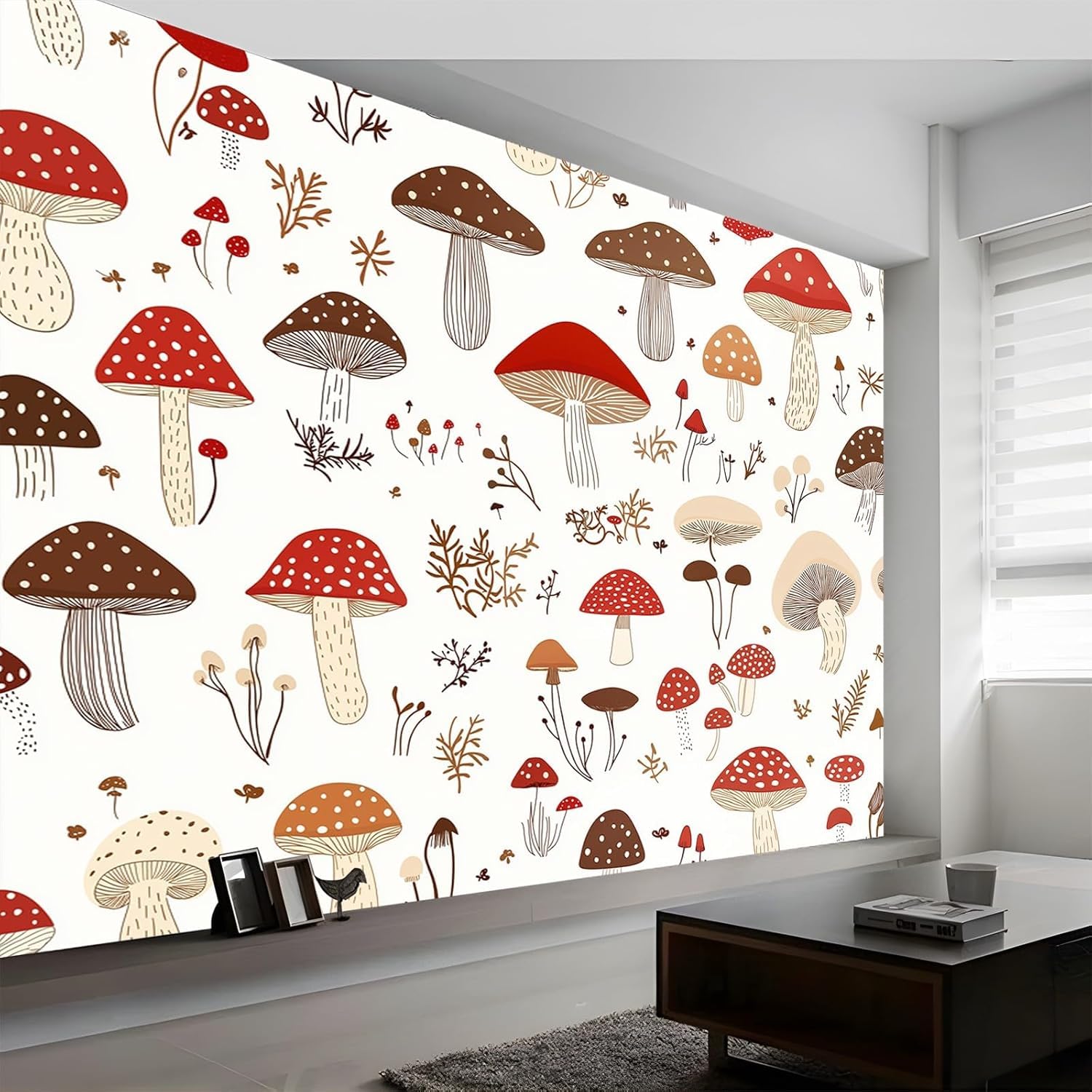 Papier peint panoramique champignons 250x175 déco murale salon 3D